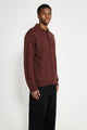 Margaret Howell MHL Oversized Knitted Polo Dry Wool Dark Brown