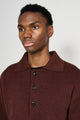 Margaret Howell MHL Oversized Knitted Polo Dry Wool Dark Brown