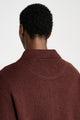Margaret Howell MHL Oversized Knitted Polo Dry Wool Dark Brown
