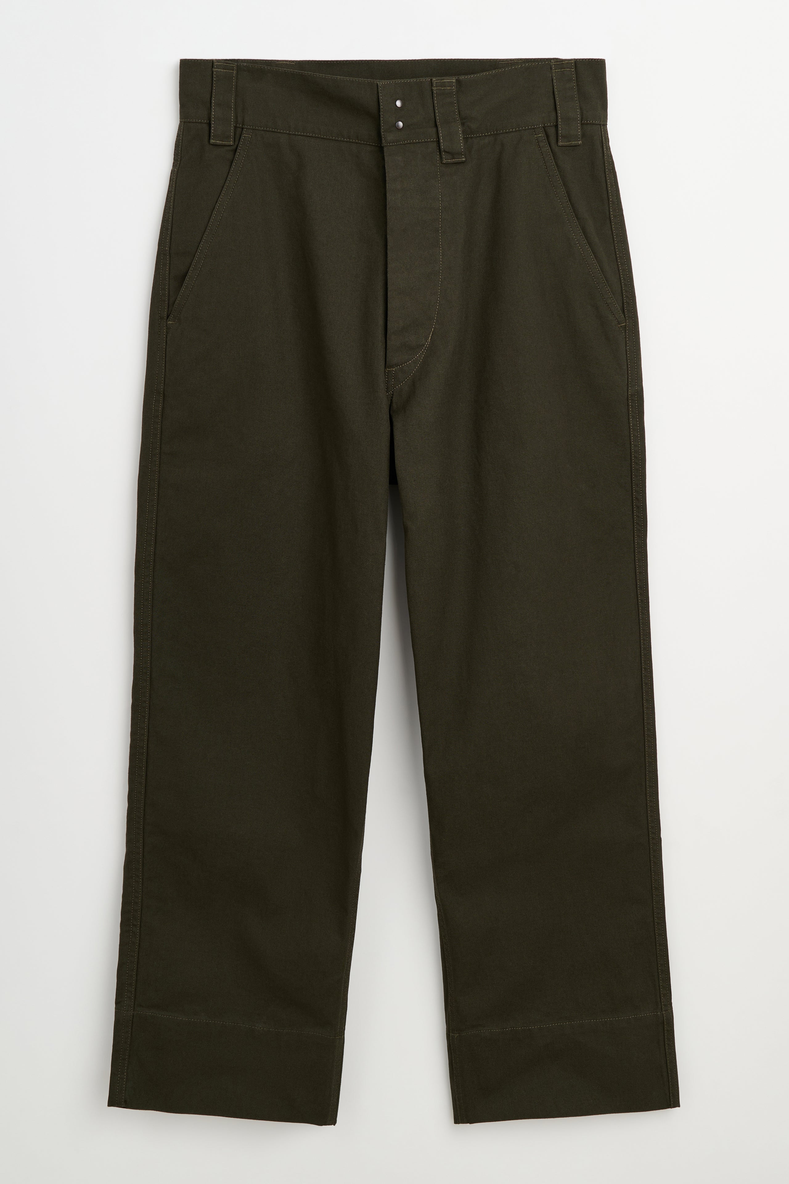 Margaret Howell MHL Wide Waistband Trousers Dry Cotton Cedar