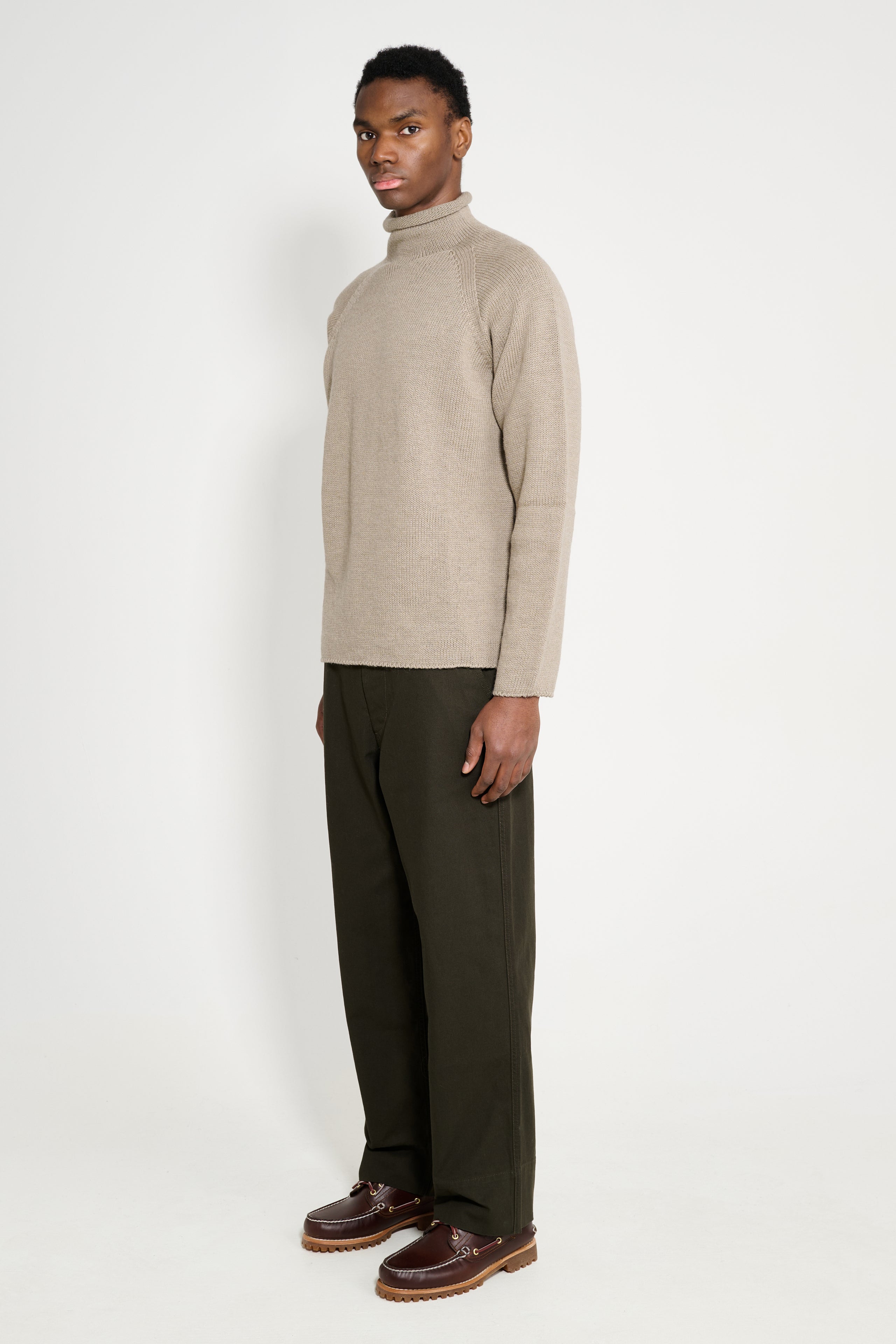 Margaret Howell MHL Wide Waistband Trousers Dry Cotton Cedar