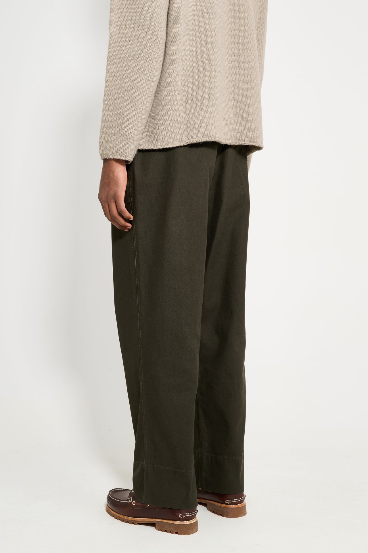 Margaret Howell MHL Wide Waistband Trousers Dry Cotton Cedar