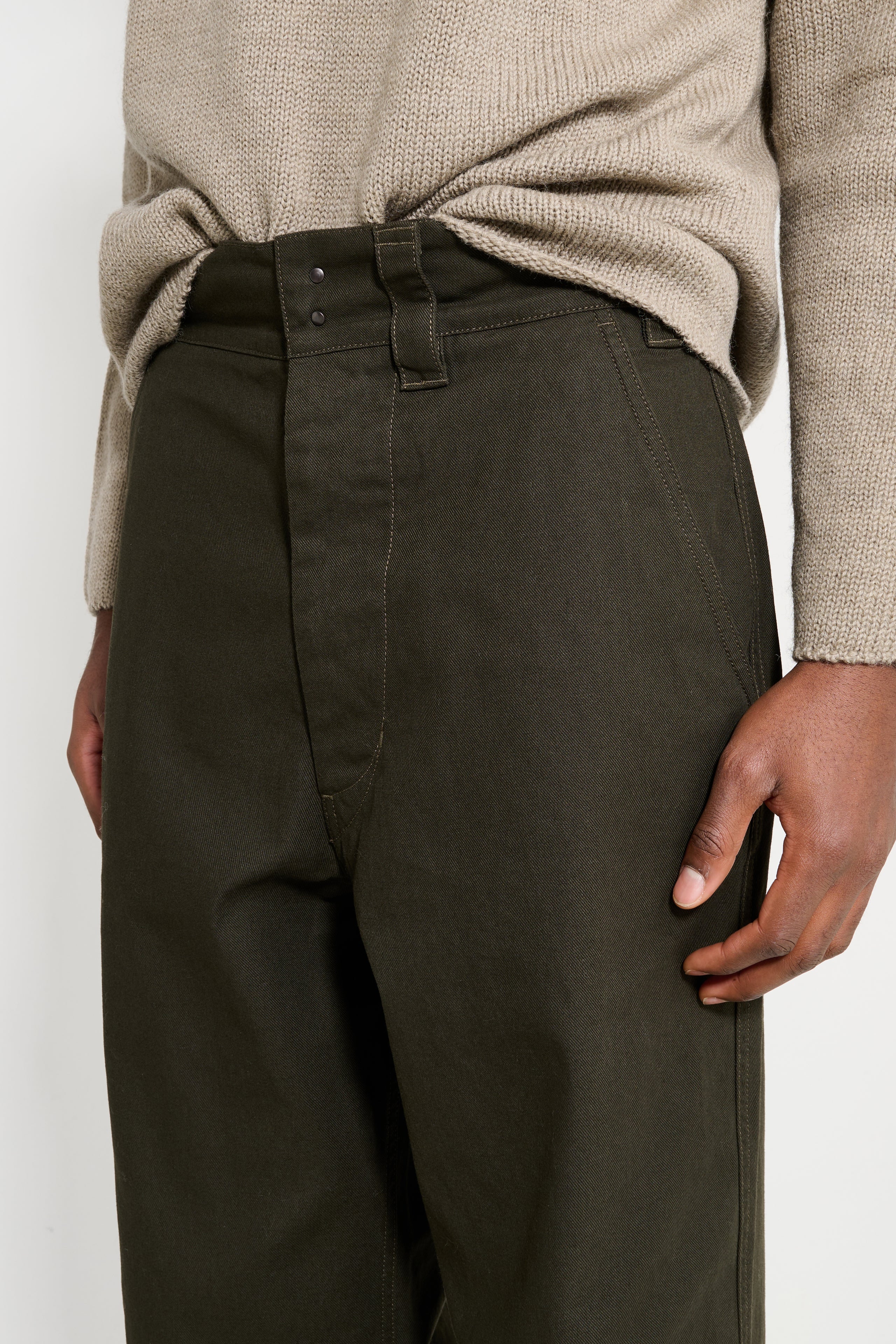 Margaret Howell MHL Wide Waistband Trousers Dry Cotton Cedar