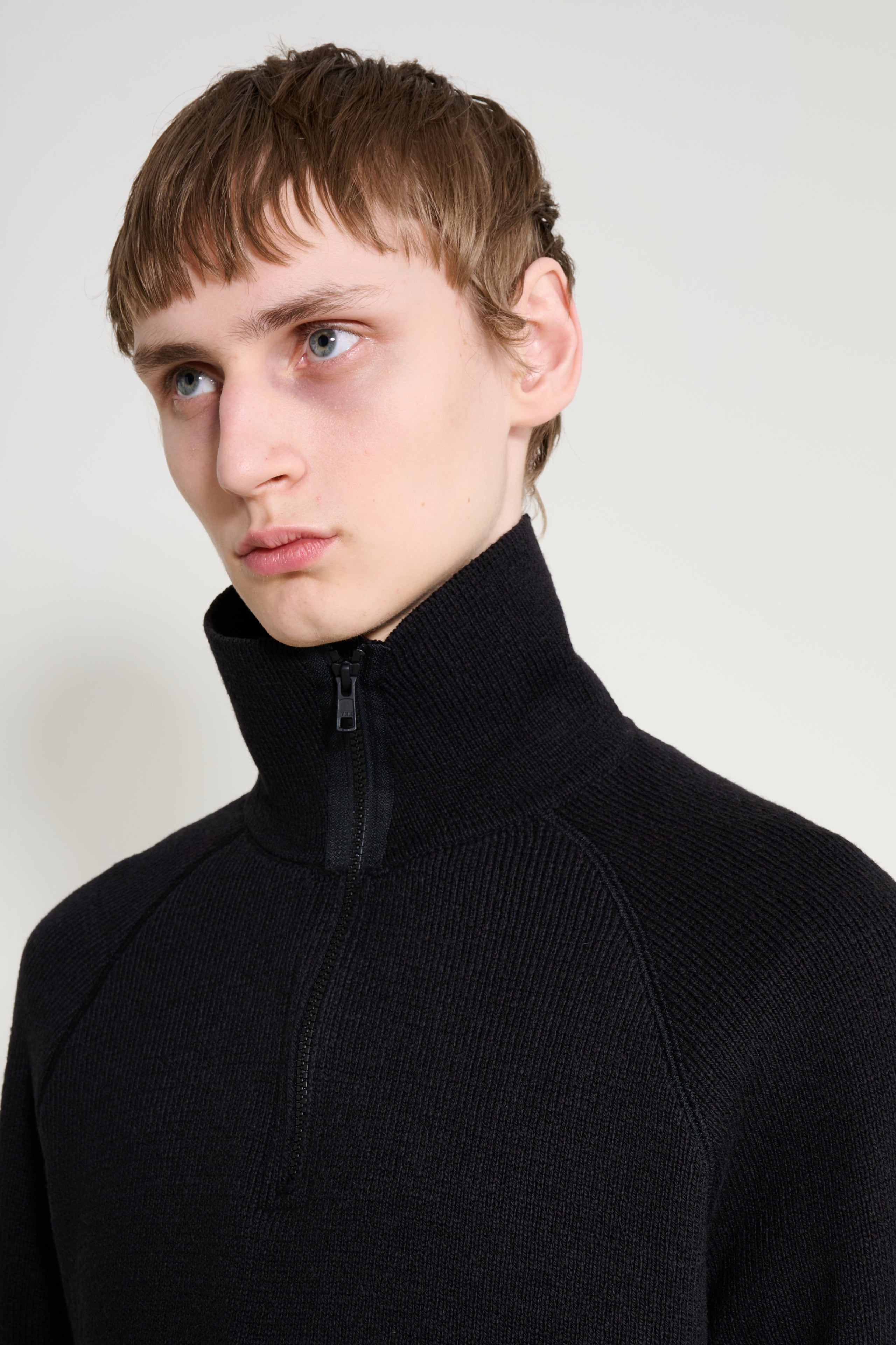 Margaret Howell MHL Zip Up Polo Jumper Black