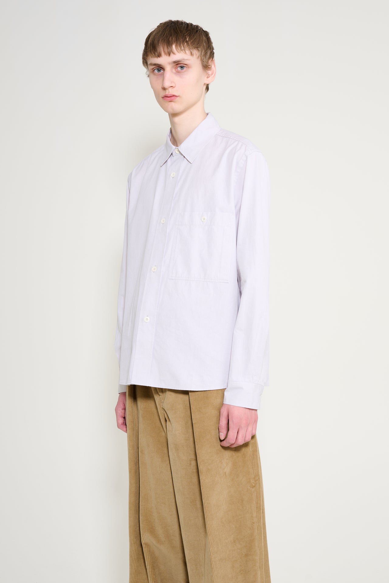 Margaret Howell MHL Overall Shirt Plainweave Cotton Canvas Pebble