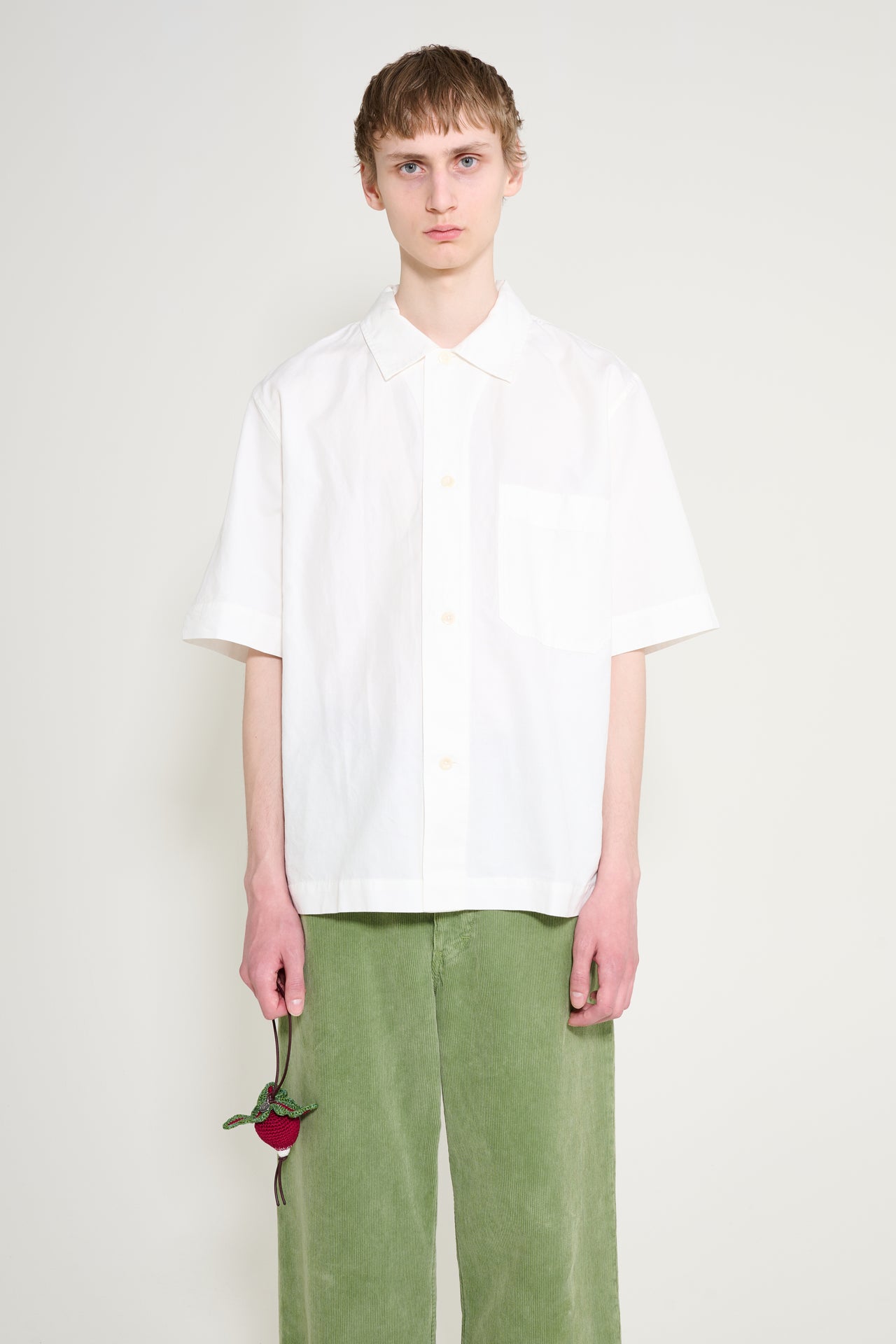 Margaret Howell MHL Short Sleeve PJ Shirt Cotton Linen Poplin Chalk