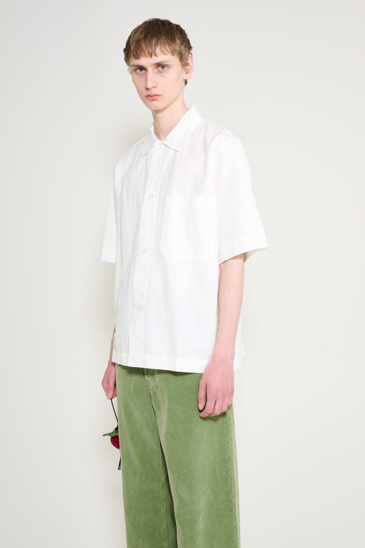 Margaret Howell MHL Short Sleeve PJ Shirt Cotton Linen Poplin Chalk