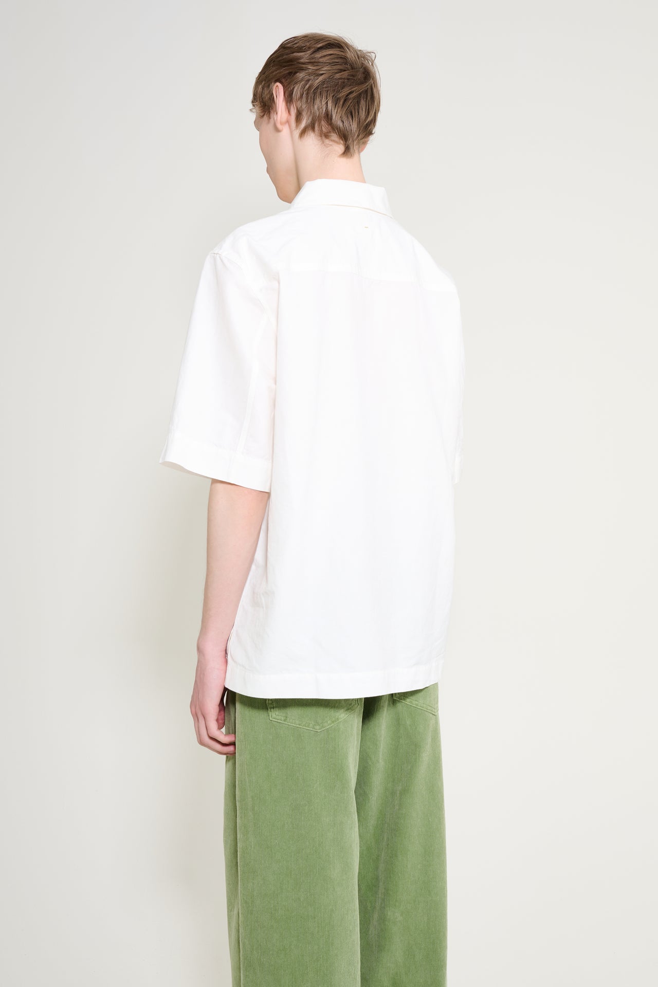 Margaret Howell MHL Short Sleeve PJ Shirt Cotton Linen Poplin Chalk