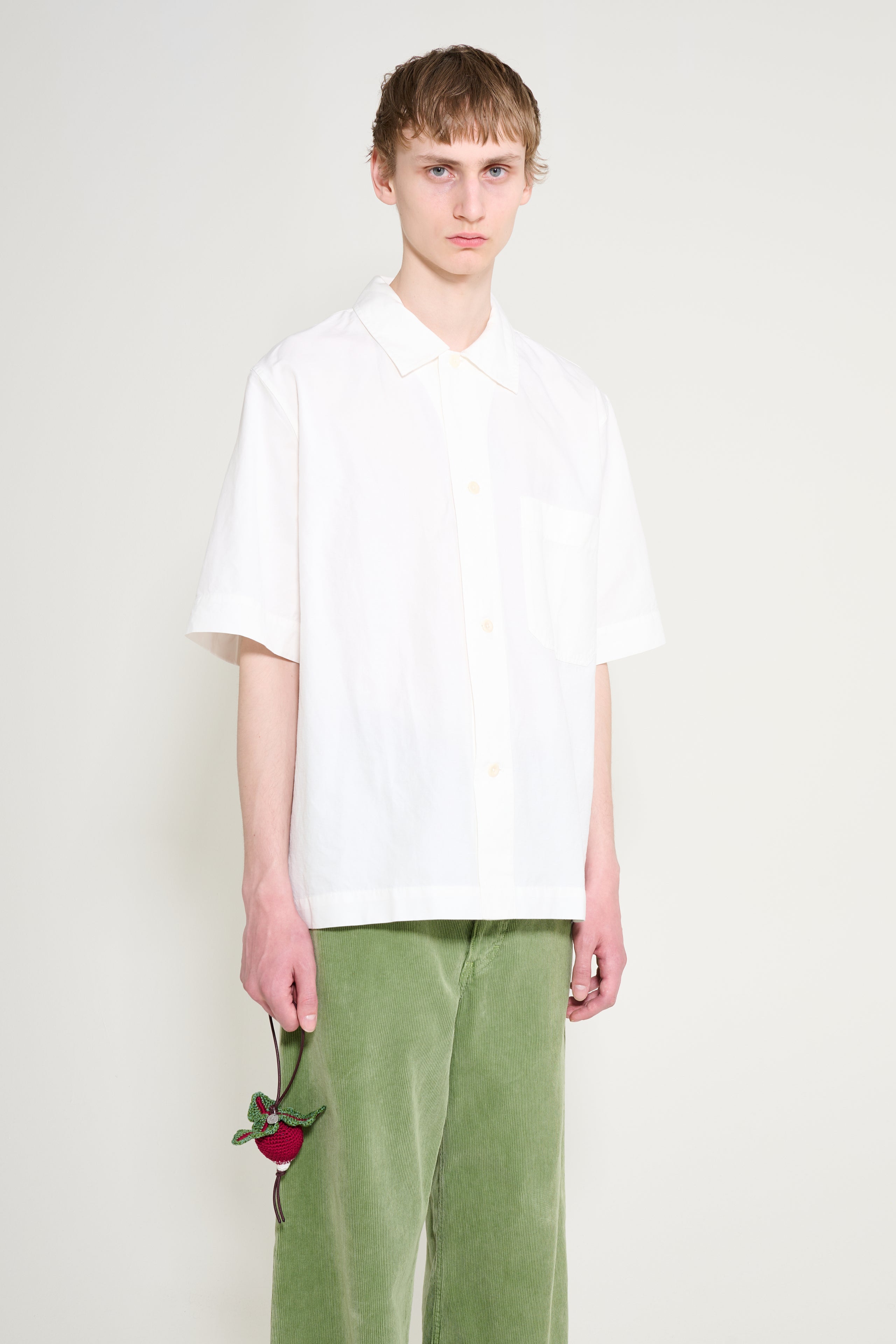 Margaret Howell MHL Short Sleeve PJ Shirt Cotton Linen Poplin Chalk