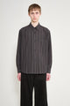 Margaret Howell MHL Basic Shirt Bold Stripe Cotton Off Black / Khaki