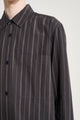 Margaret Howell MHL Basic Shirt Bold Stripe Cotton Off Black / Khaki