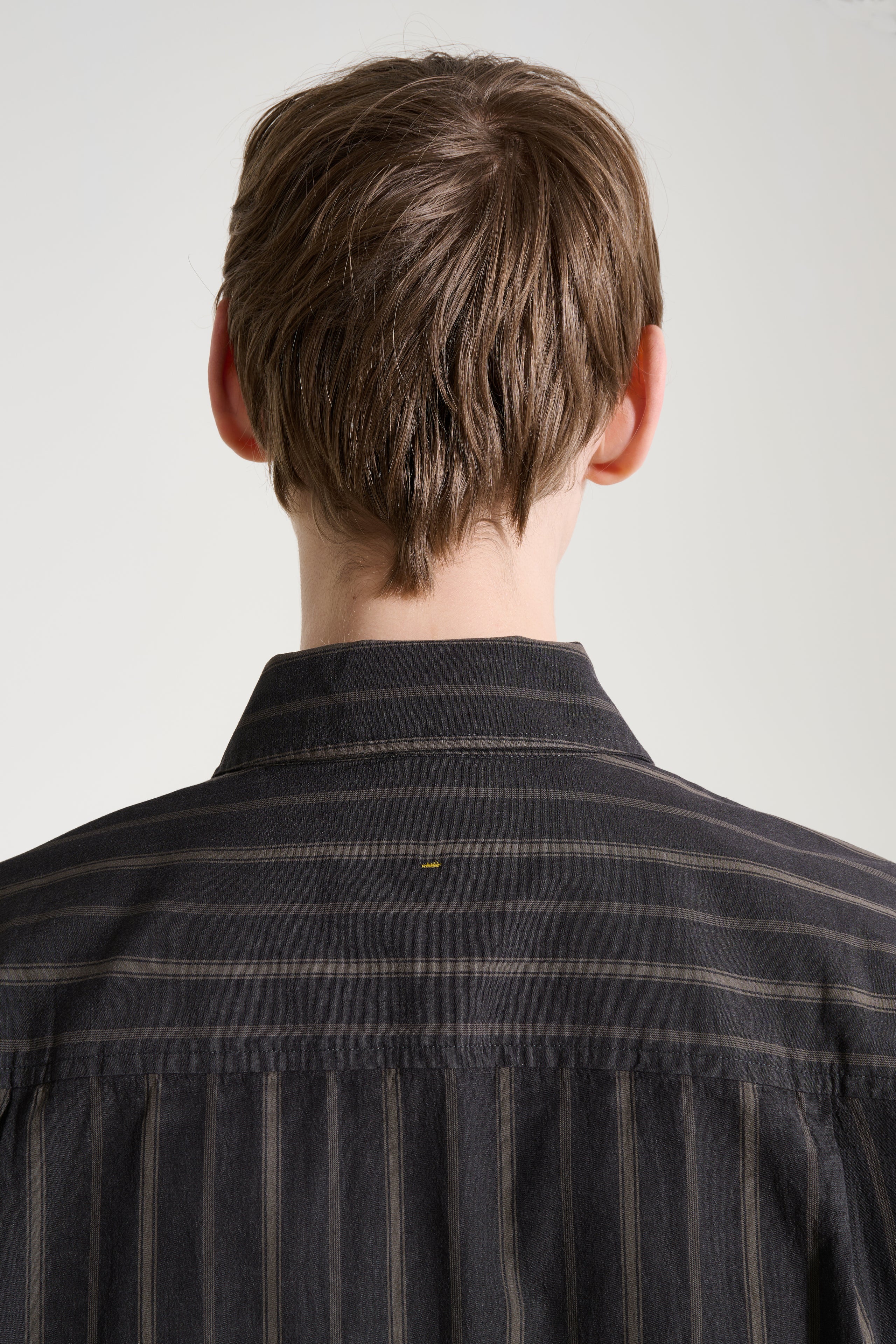 Margaret Howell MHL Basic Shirt Bold Stripe Cotton Off Black / Khaki