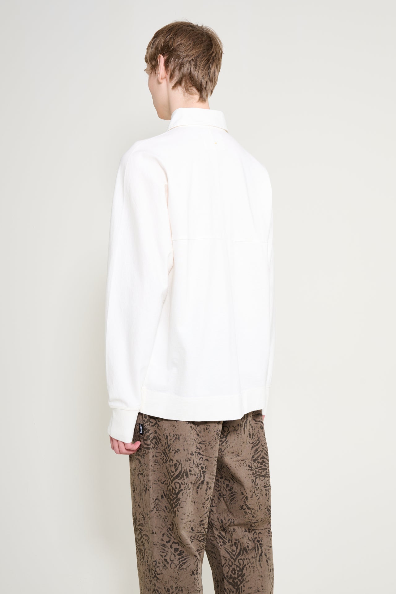 Margaret Howell MHL Rugby Shirt Matt Jersey Off White / Khaki Green