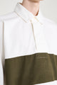 Margaret Howell MHL Rugby Shirt Matt Jersey Off White / Khaki Green