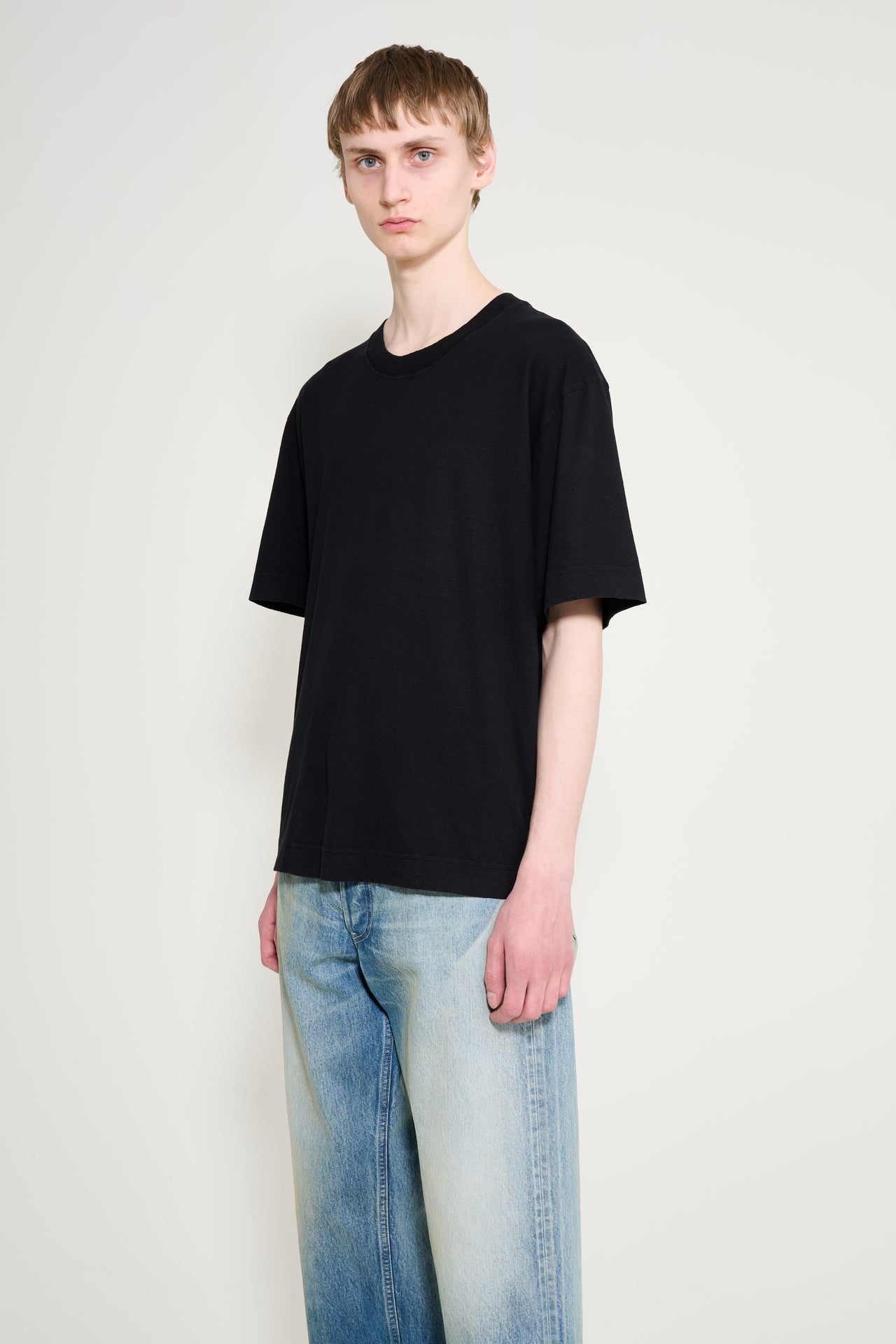 Margaret Howell MHL Simple T-shirt Cotton Linen Jersey Black