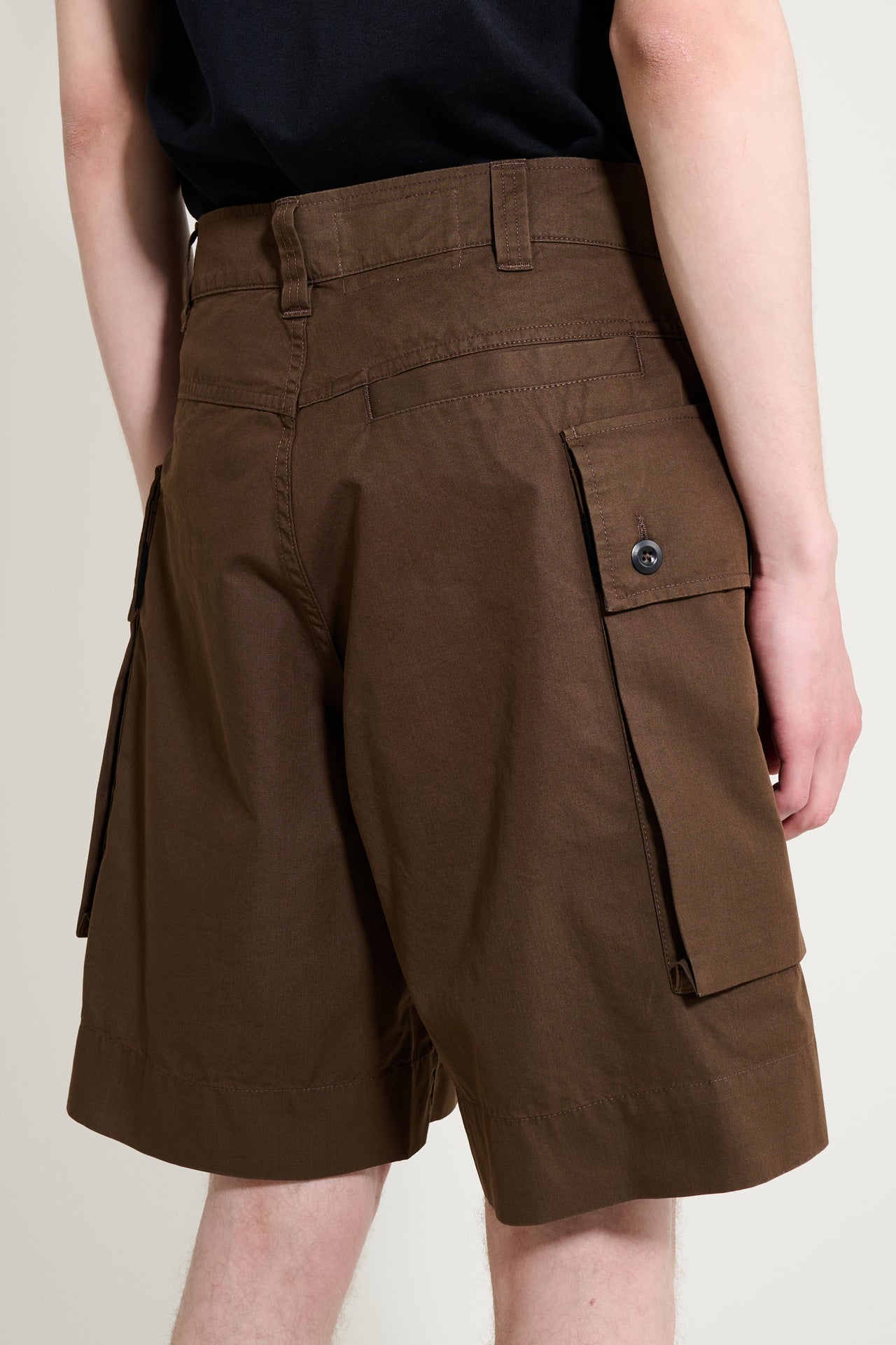 Margaret Howell MHL Cargo Pocket Shorts Cotton Nylon Poplin Earth