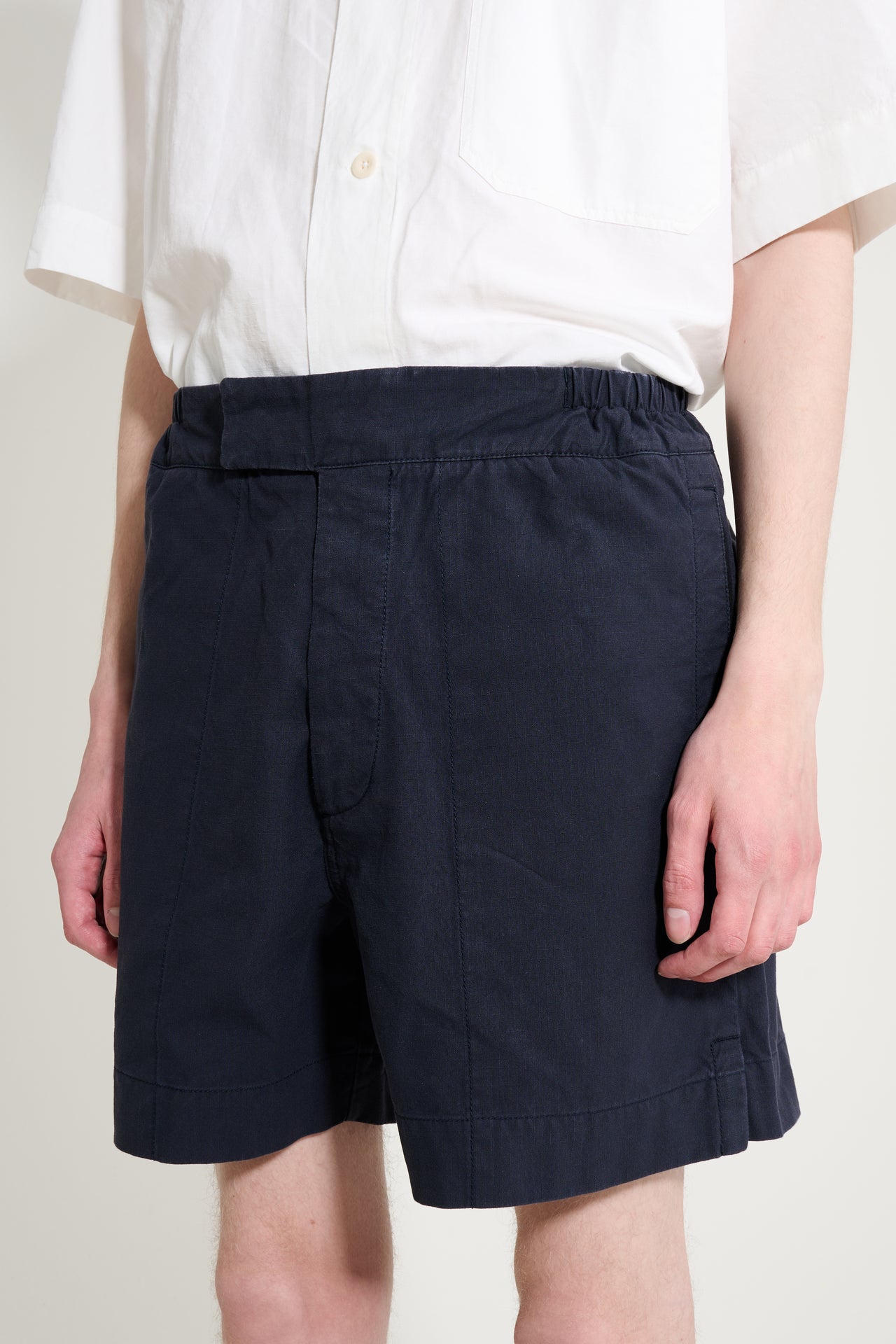 Margaret Howell MHL Gym Shorts Washed Cotton Ripstop Ink