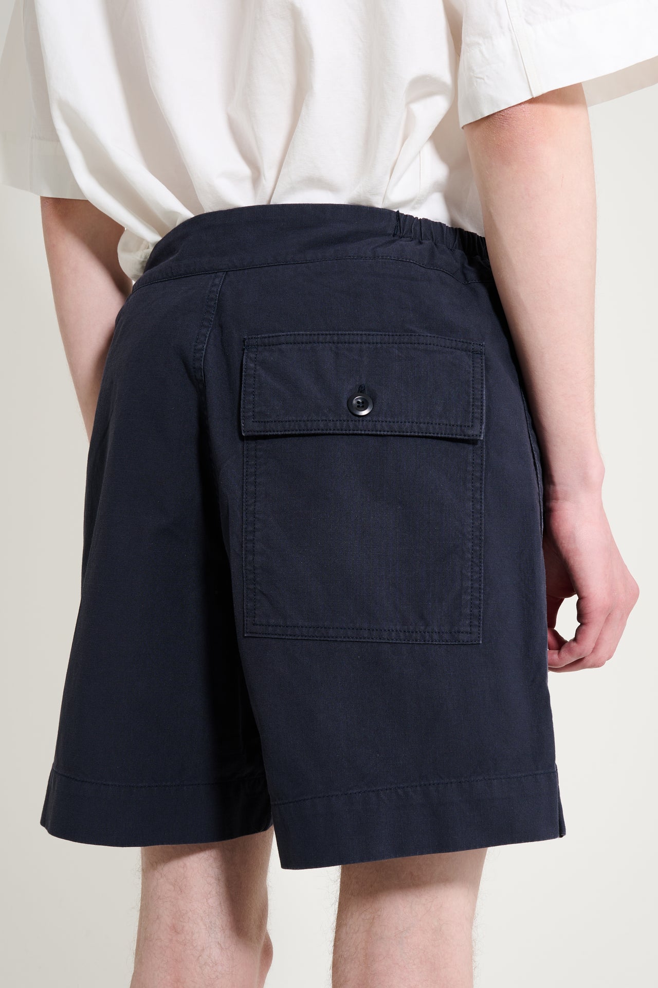 Margaret Howell MHL Gym Shorts Washed Cotton Ripstop Ink