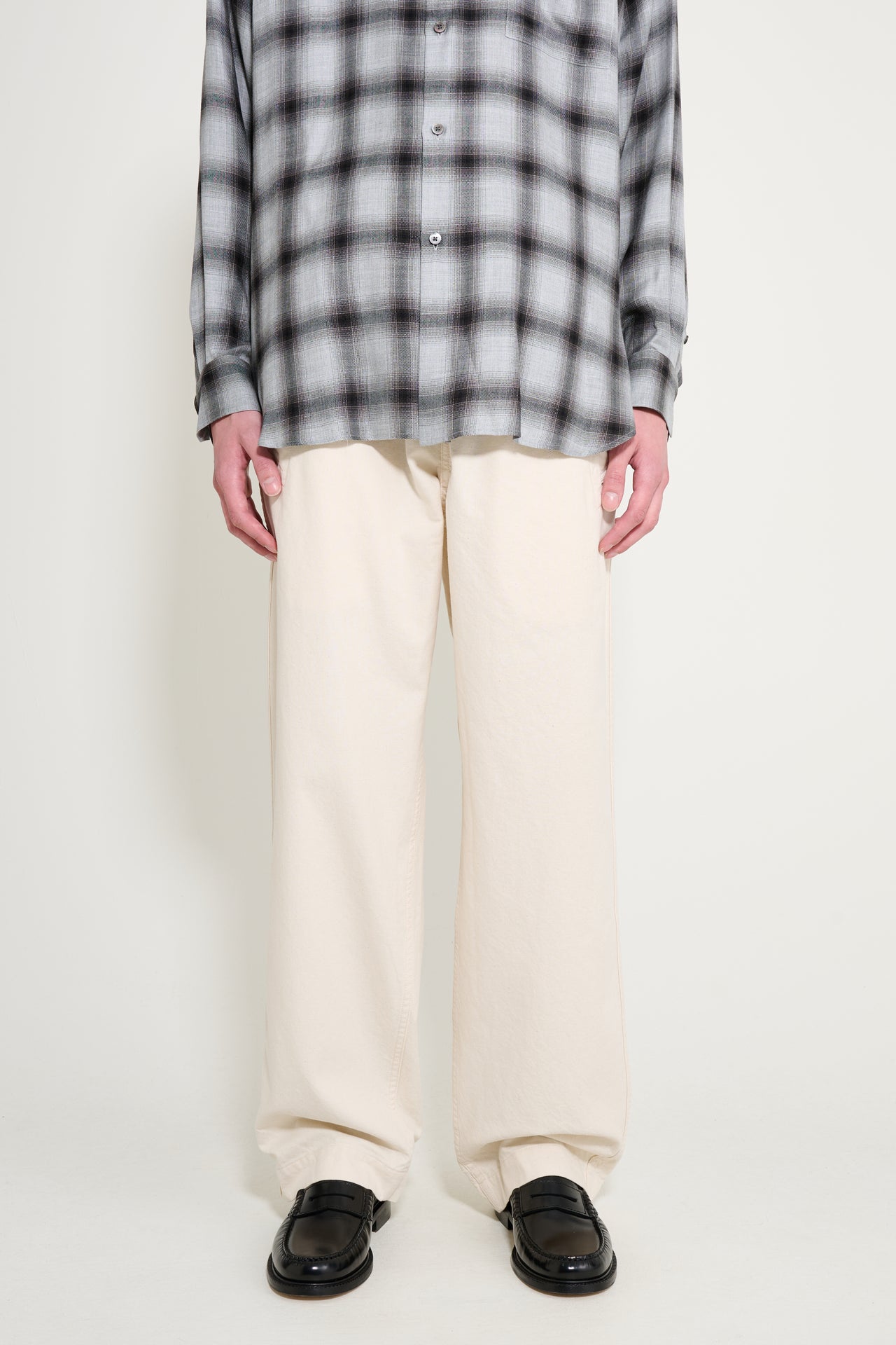 Margaret Howell MHL Wide Leg Jogger Workwear Cotton Twill Off White