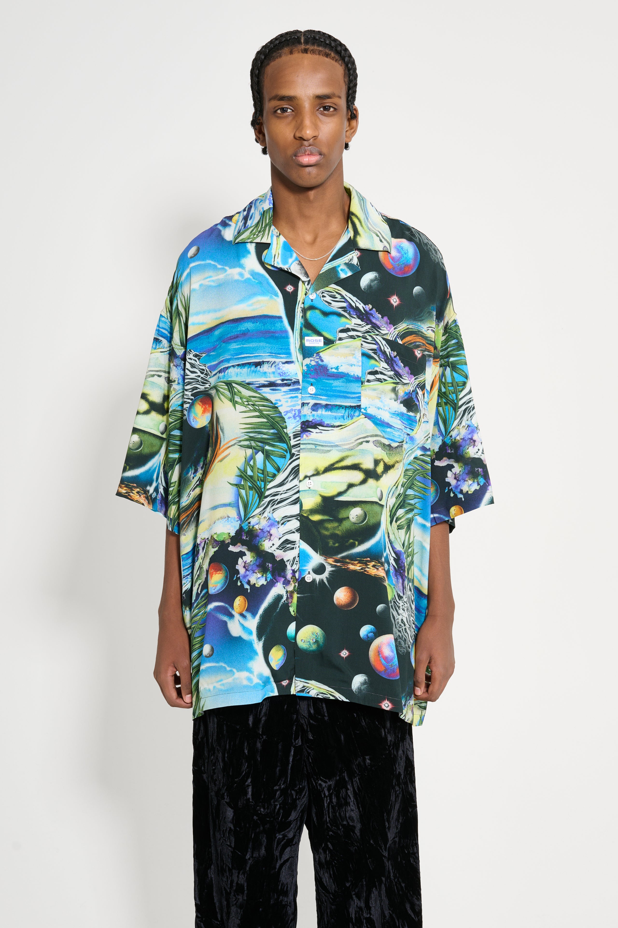 Martine Rose Boxy Hawaiian Shirt Blue Space