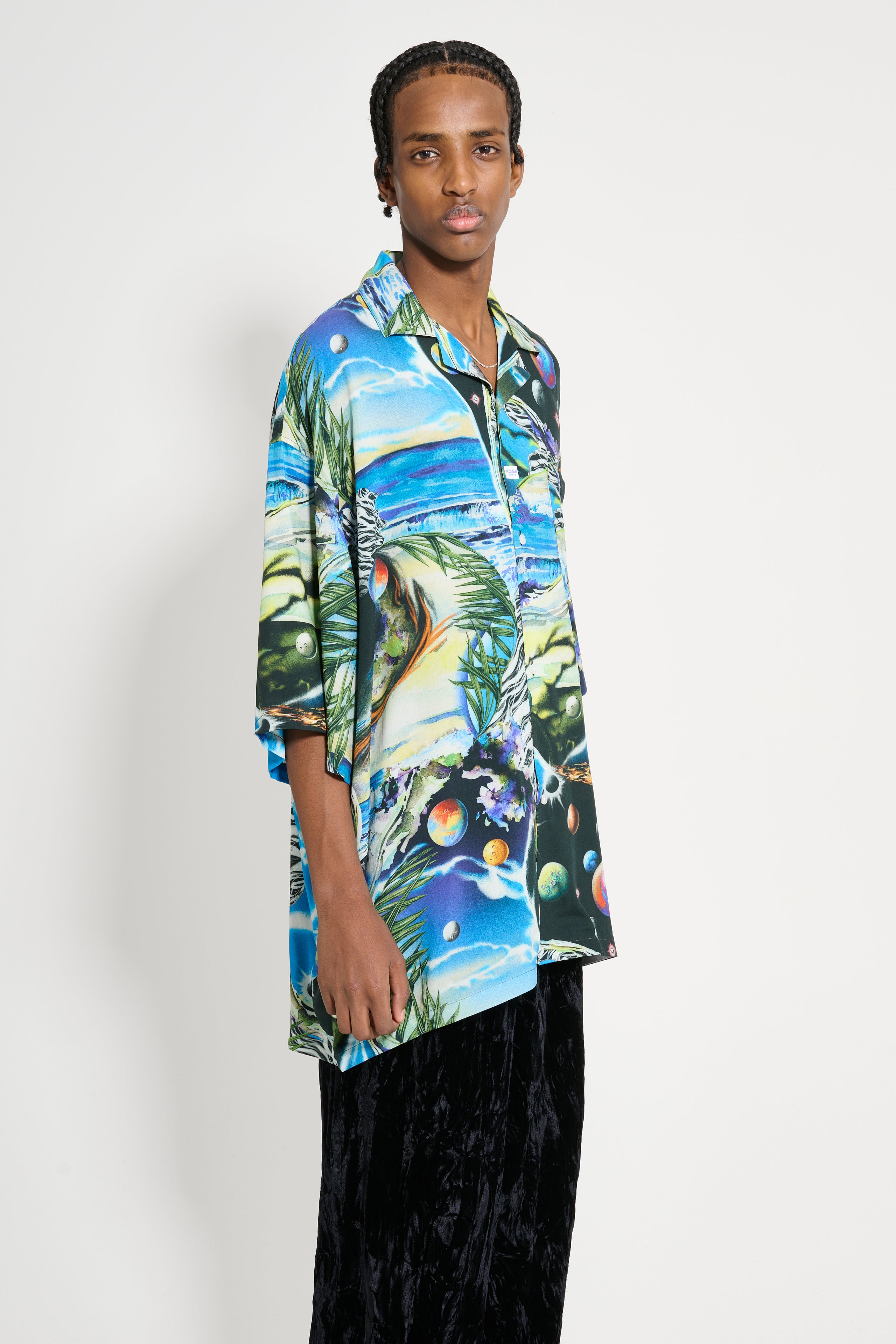 Martine Rose Boxy Hawaiian Shirt Blue Space