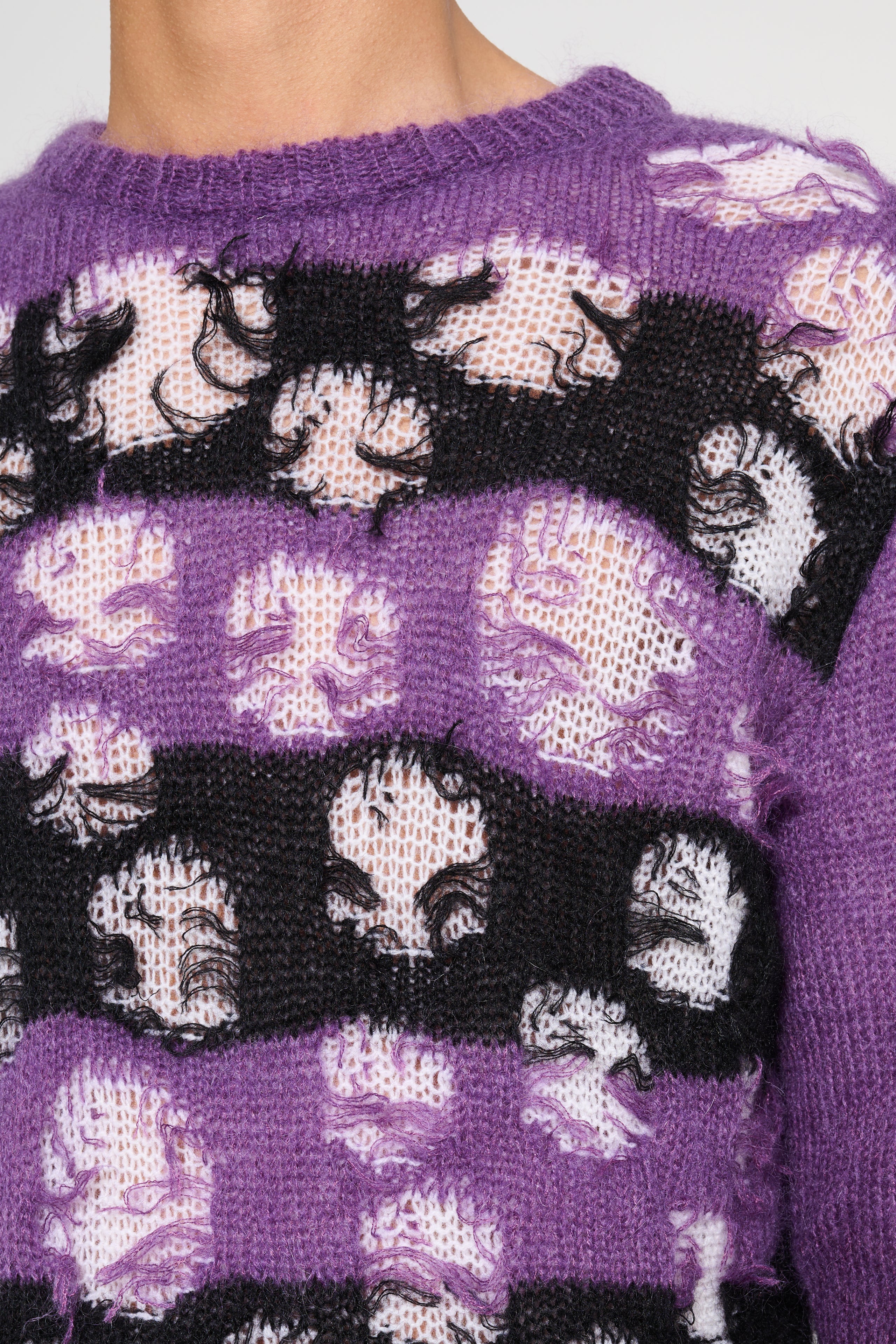 Namacheko Double Layer Intarsia Crew Neck Purple