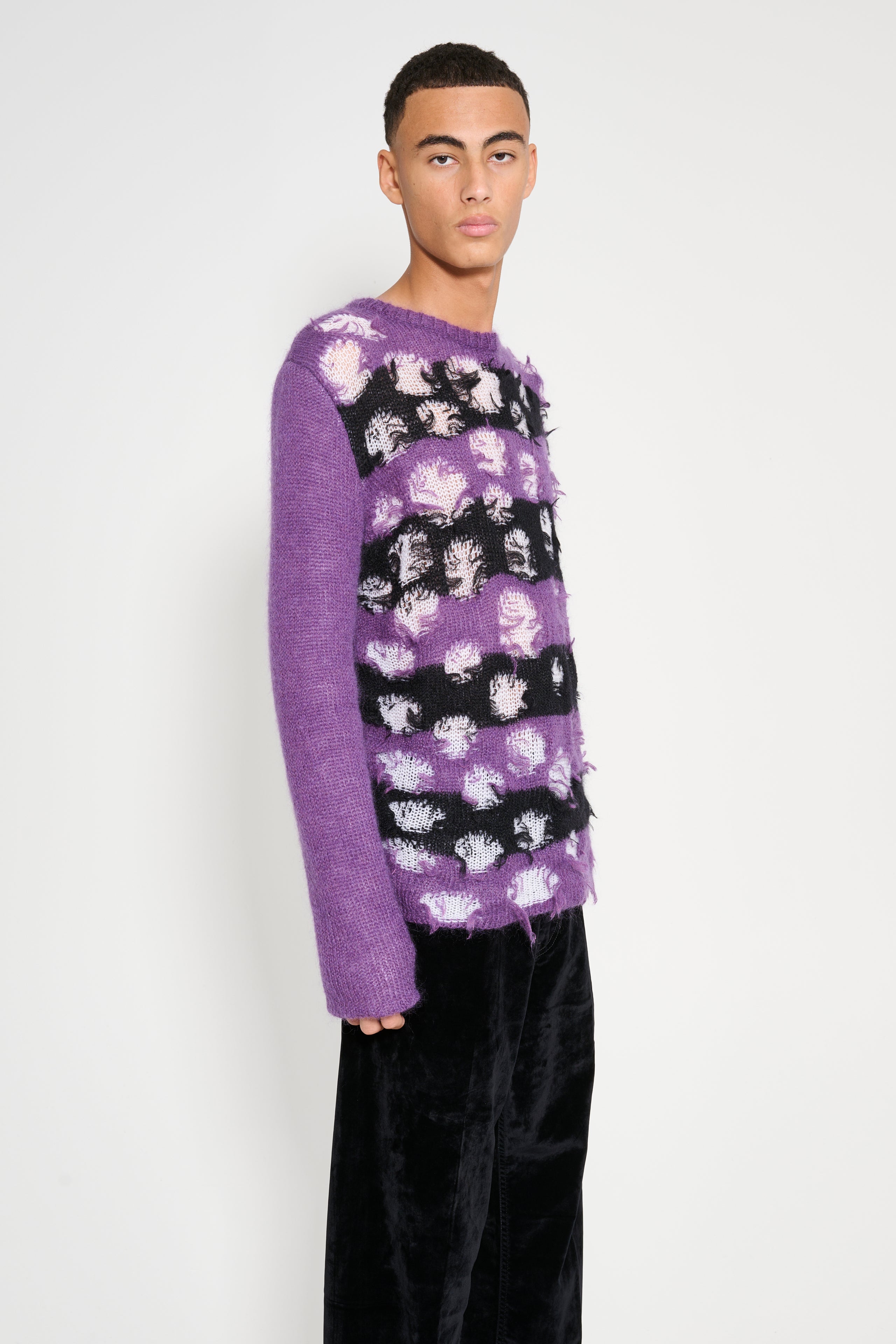 Namacheko Double Layer Intarsia Crew Neck Purple