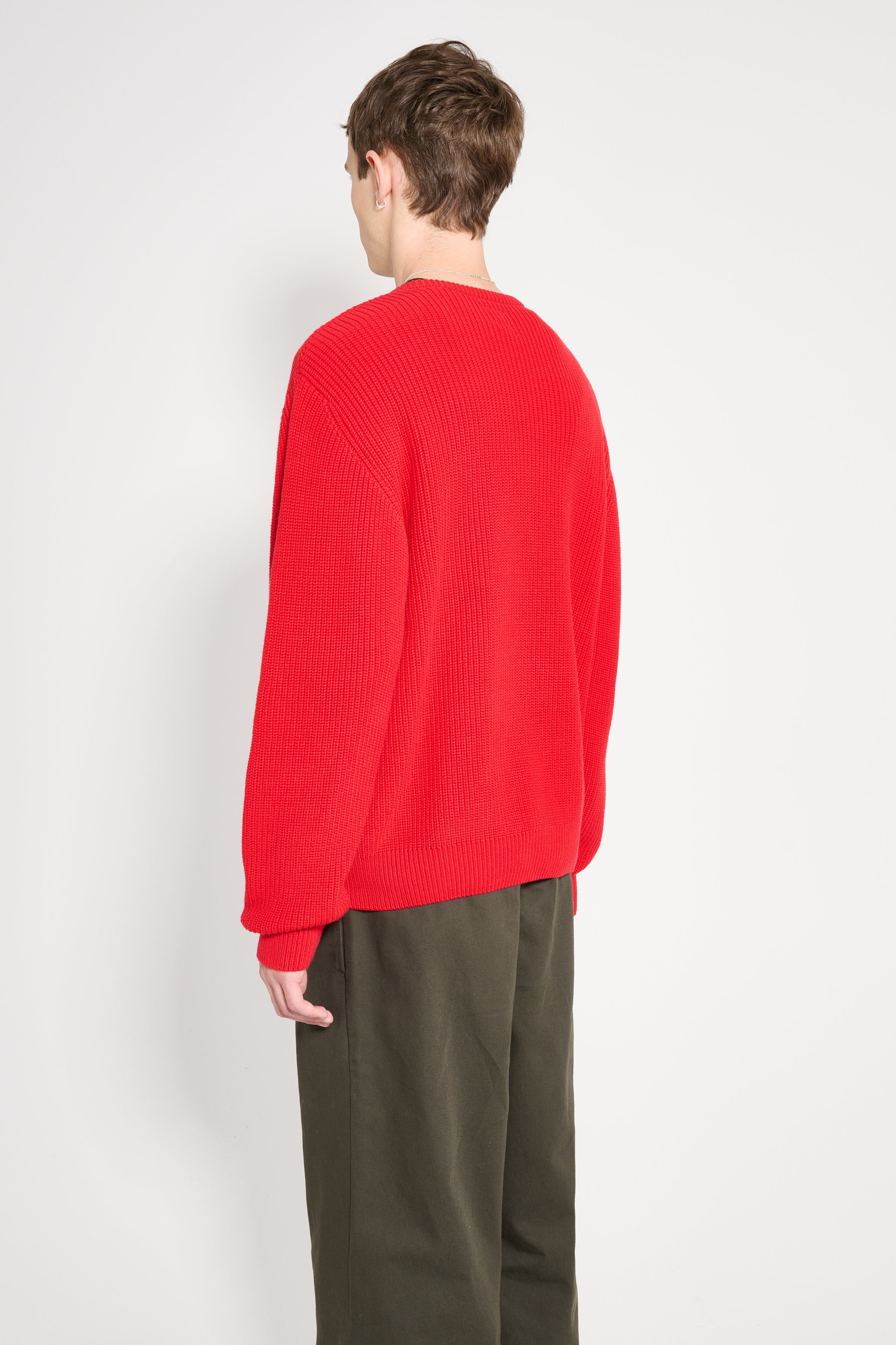 Noah V-Neck Shaker Stitch Sweater Red