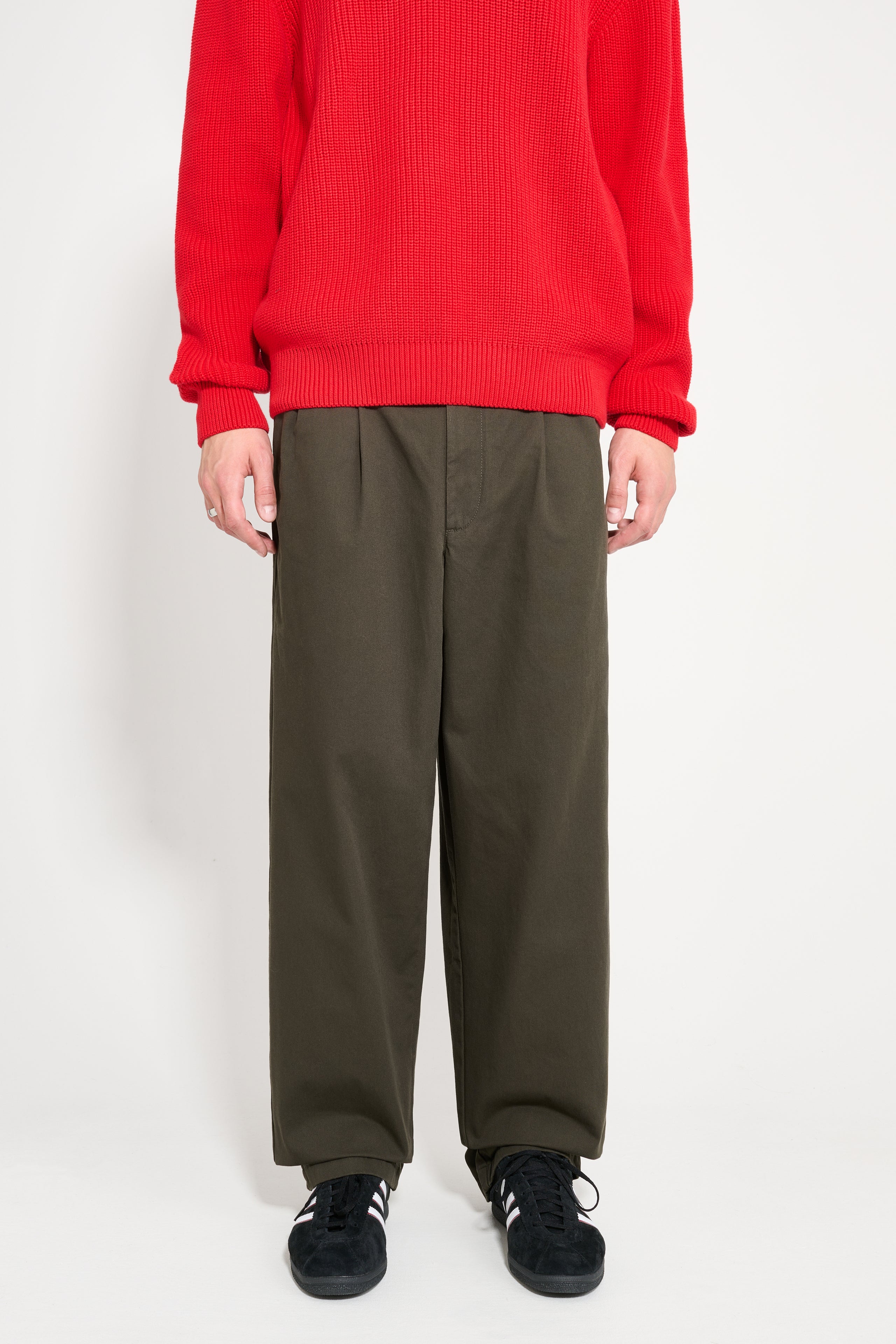 Noah Twill Double Pleat Pant Olivewood