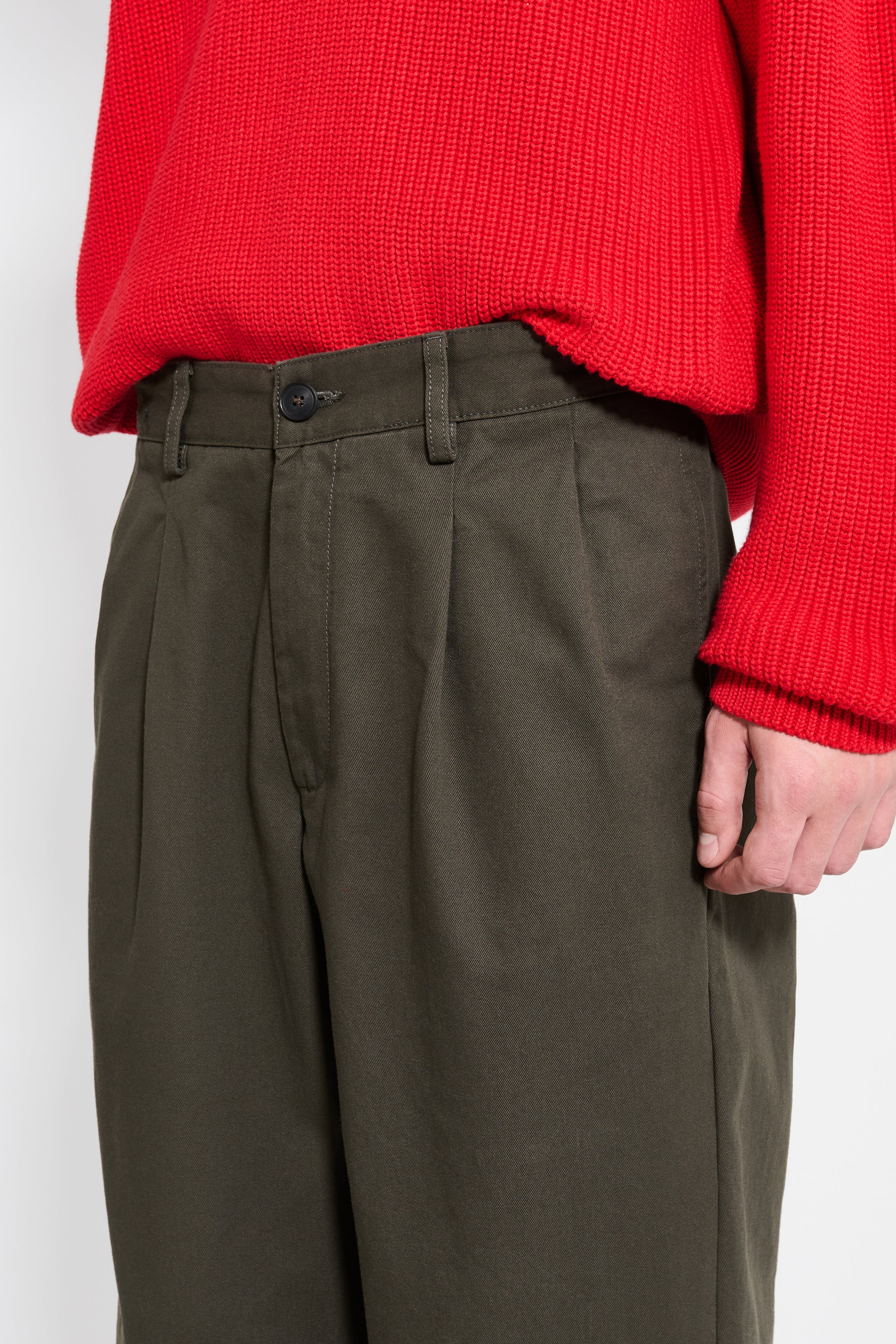 Noah Twill Double Pleat Pant Olivewood