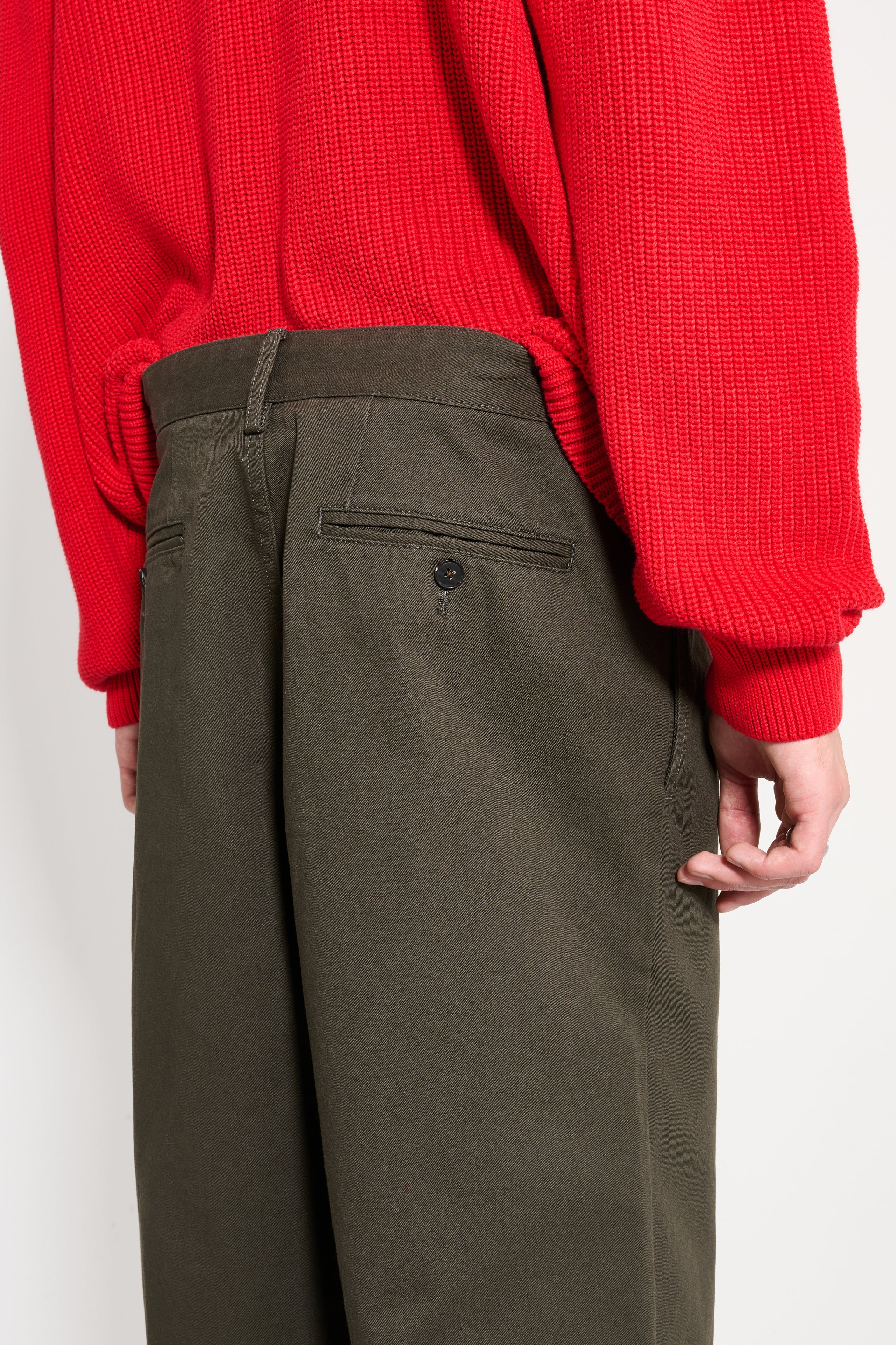 Noah Twill Double Pleat Pant Olivewood