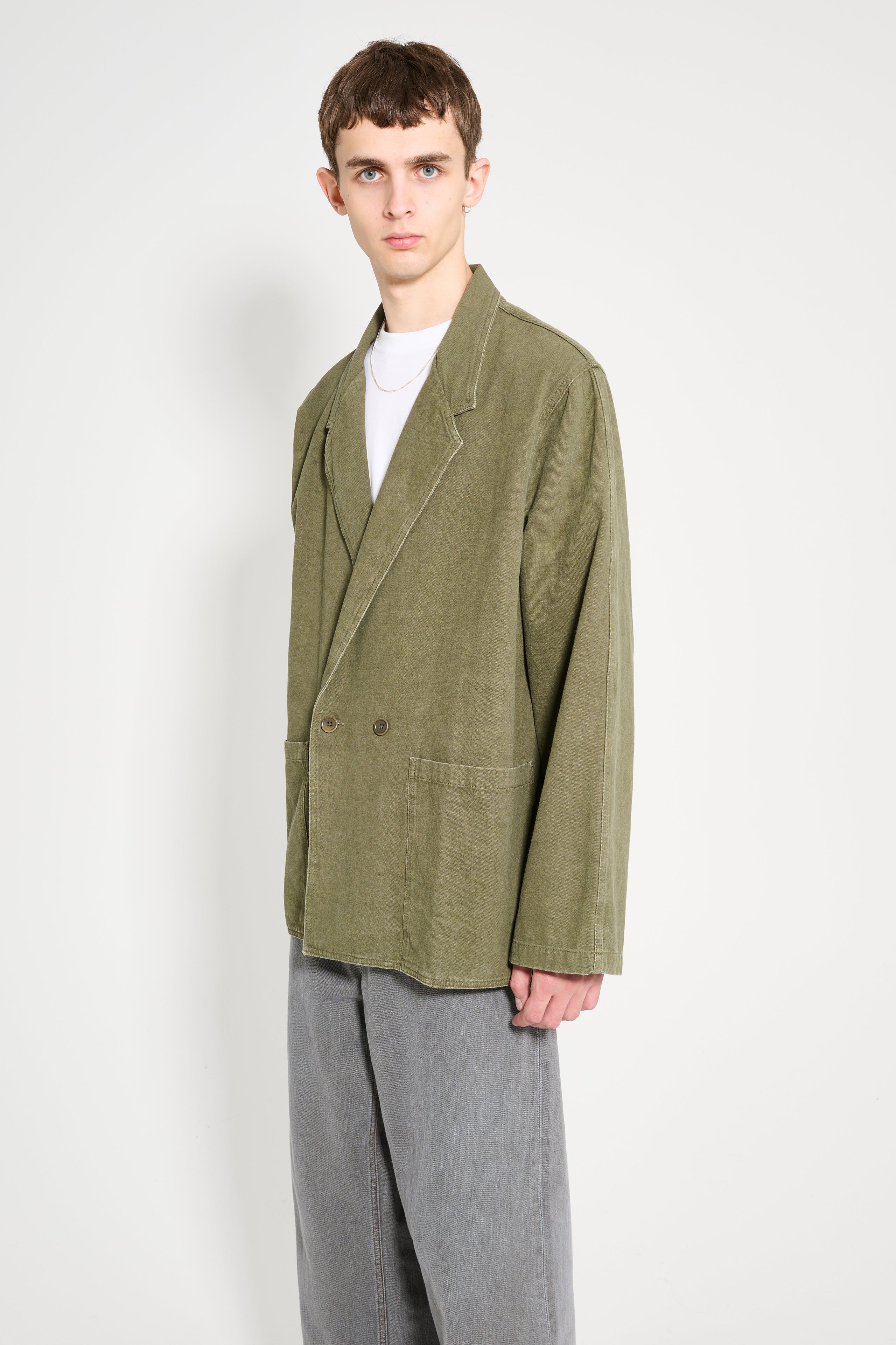 Noah Double Breasted Jacket Dark Olive