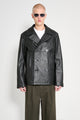 Noah Insulated Leather Peacoat Black