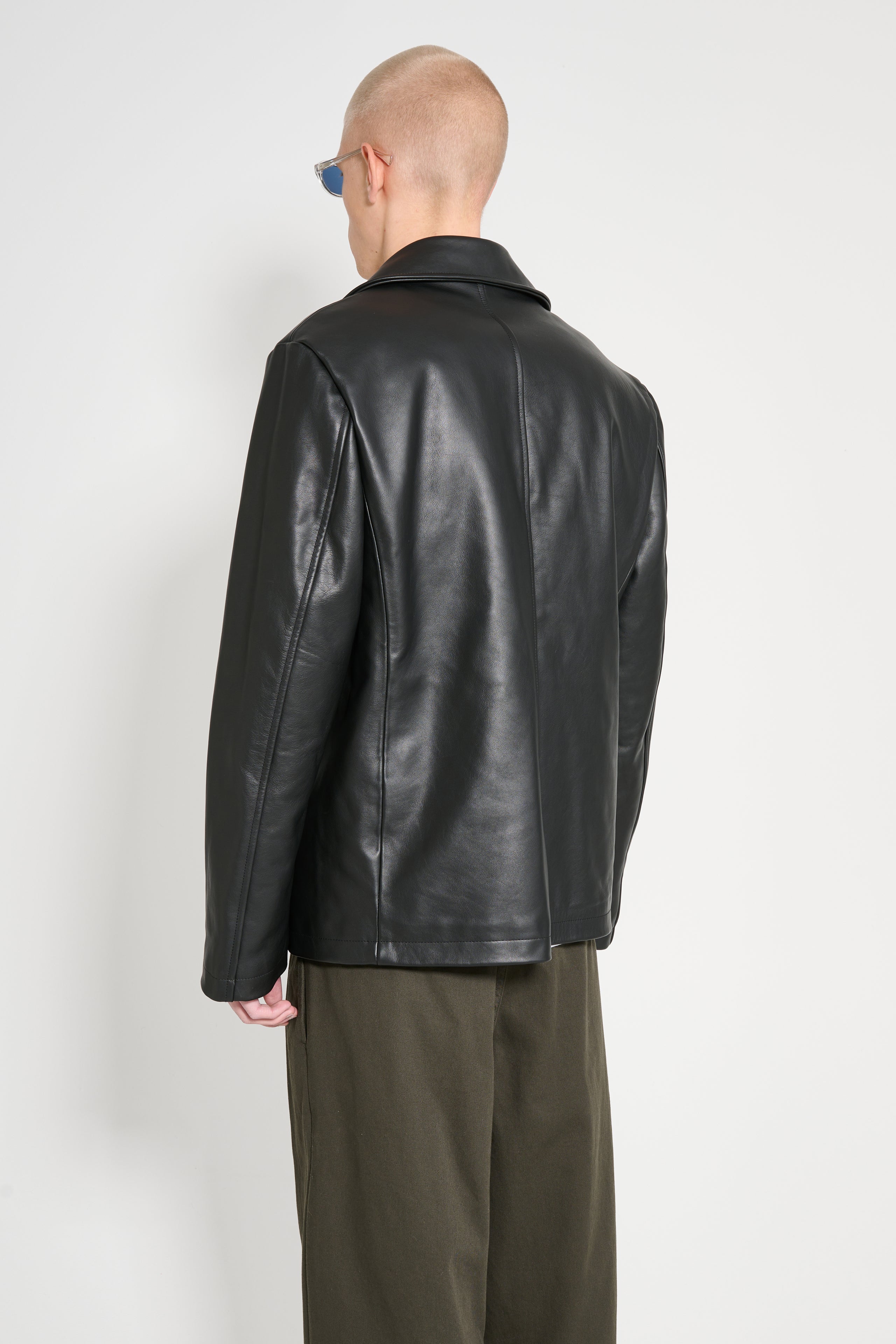 Noah Insulated Leather Peacoat Black