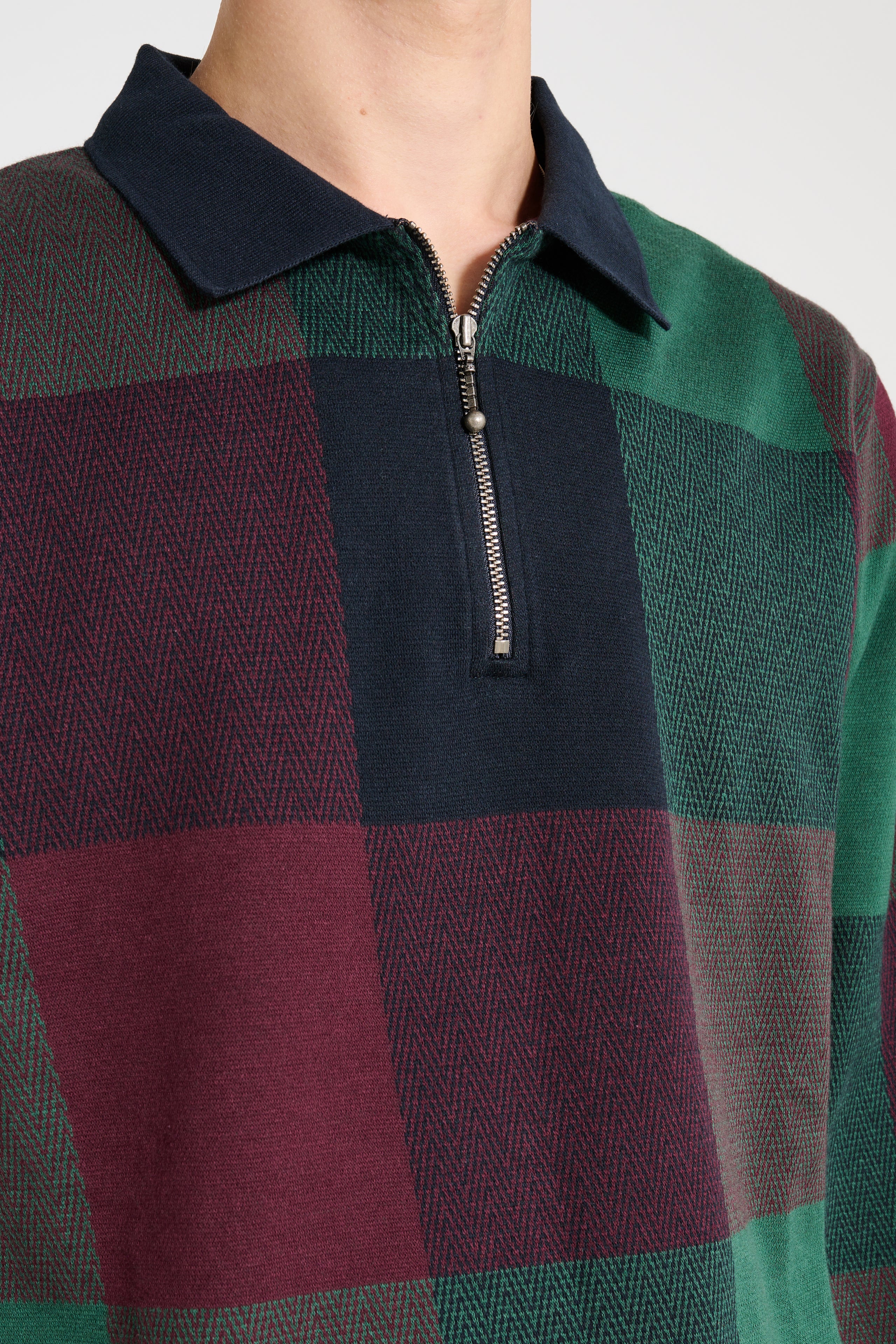 Noah Buffalo Plaid Long Sleeve Polo Navy / Burgundy / Green