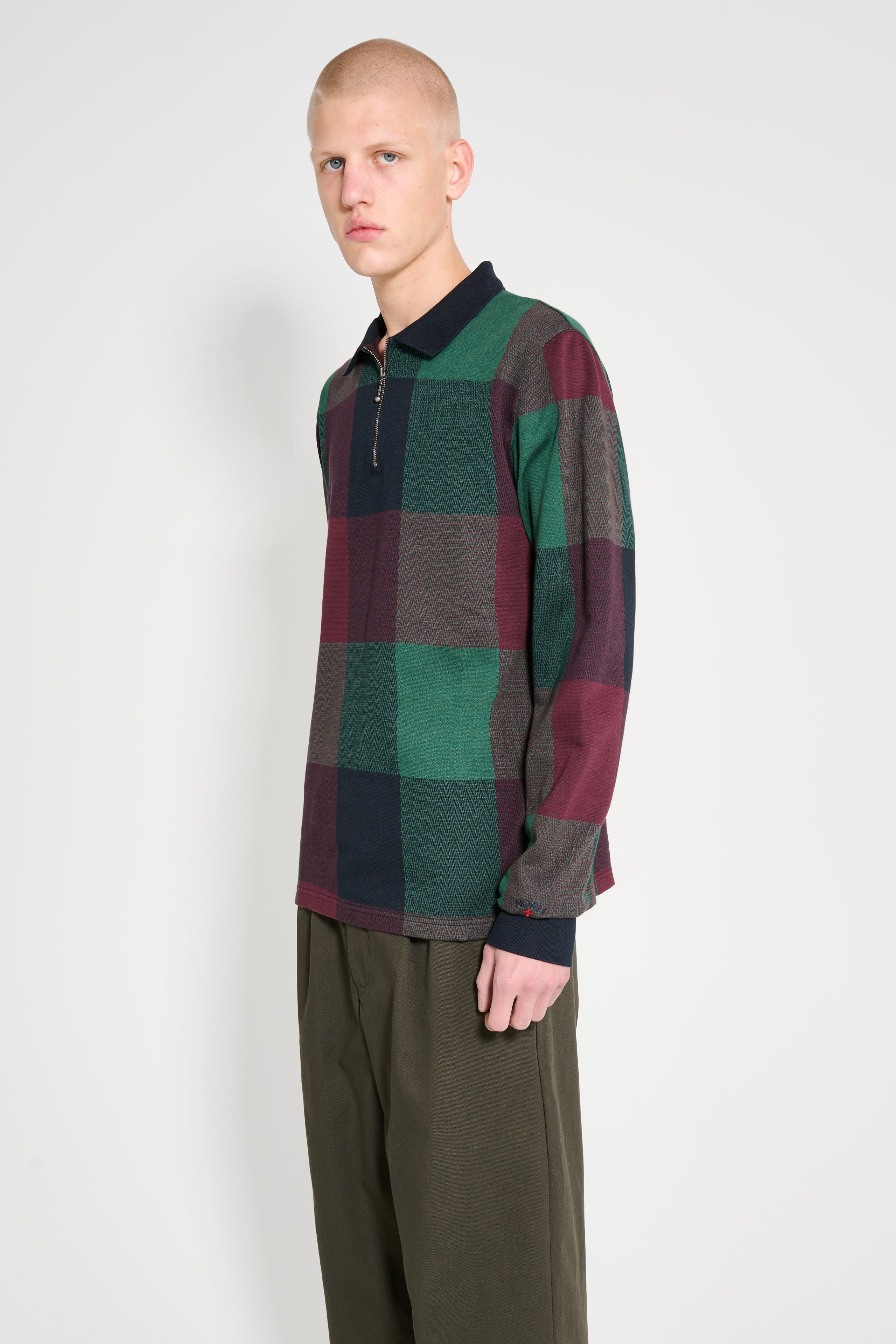 Noah Buffalo Plaid Long Sleeve Polo Navy / Burgundy / Green