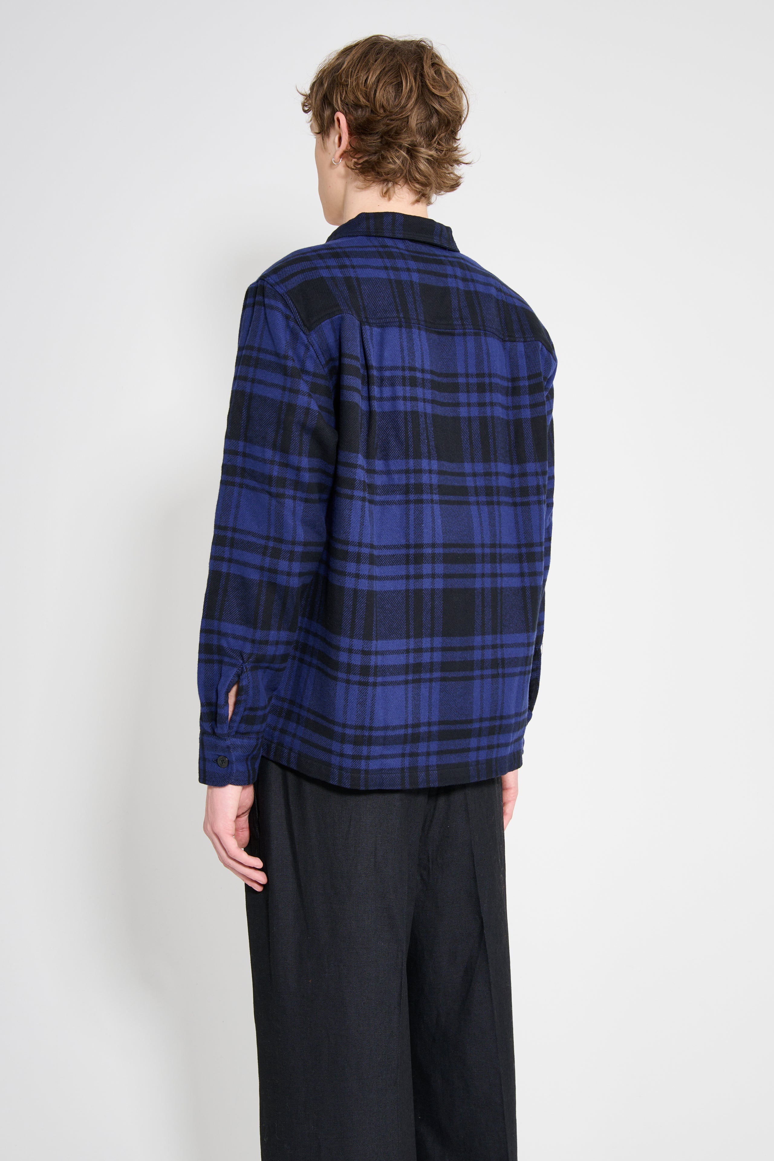 Noah Heavyweight Zip-Up Flannel Shirt Black / Blue