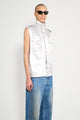 Olly Shinder Wet Look Nylon Sleeveless Overshirt Silver