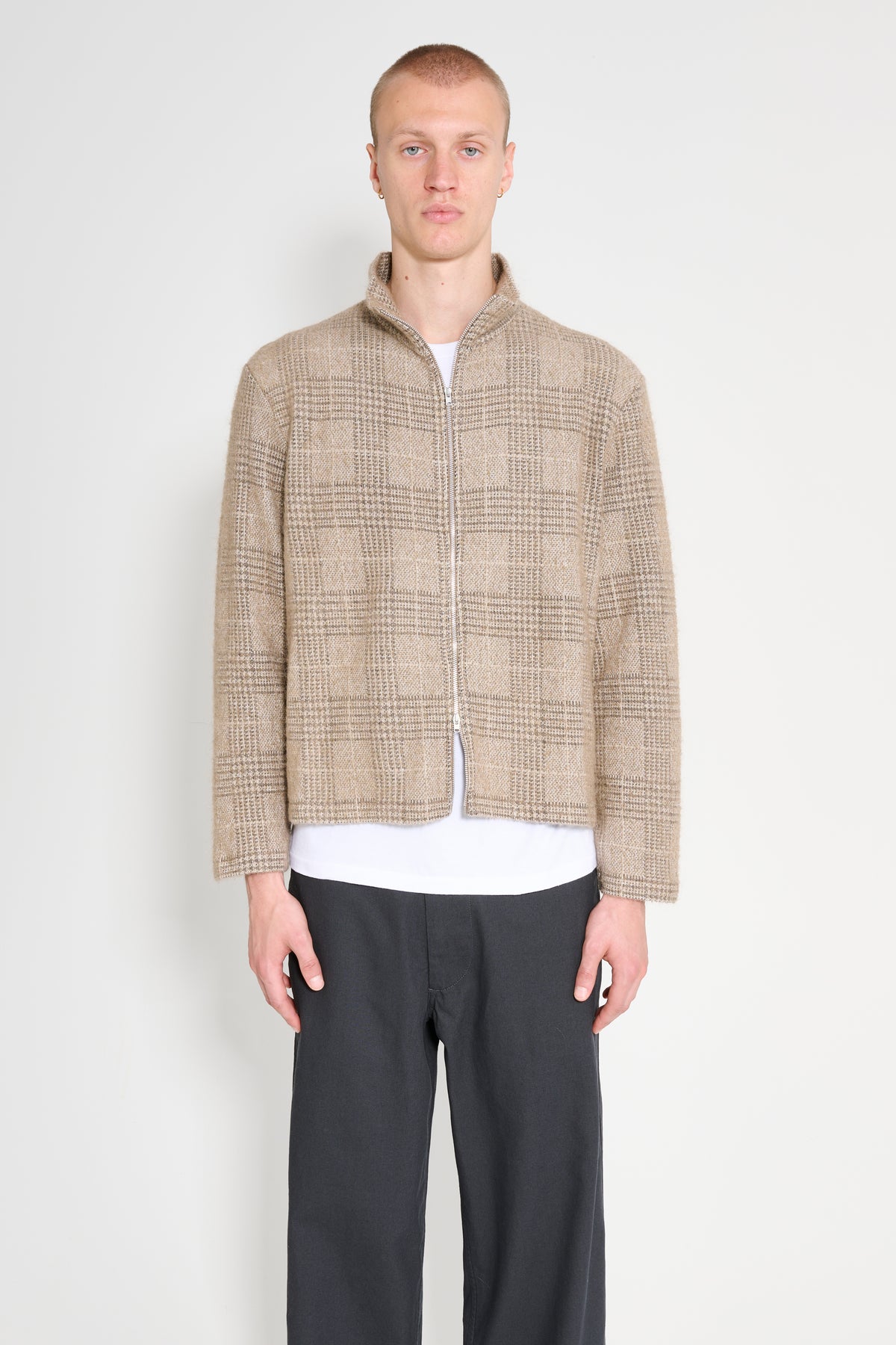 Our Legacy Shrunken Full Zip Polo Beige Hound Check – Très Bien