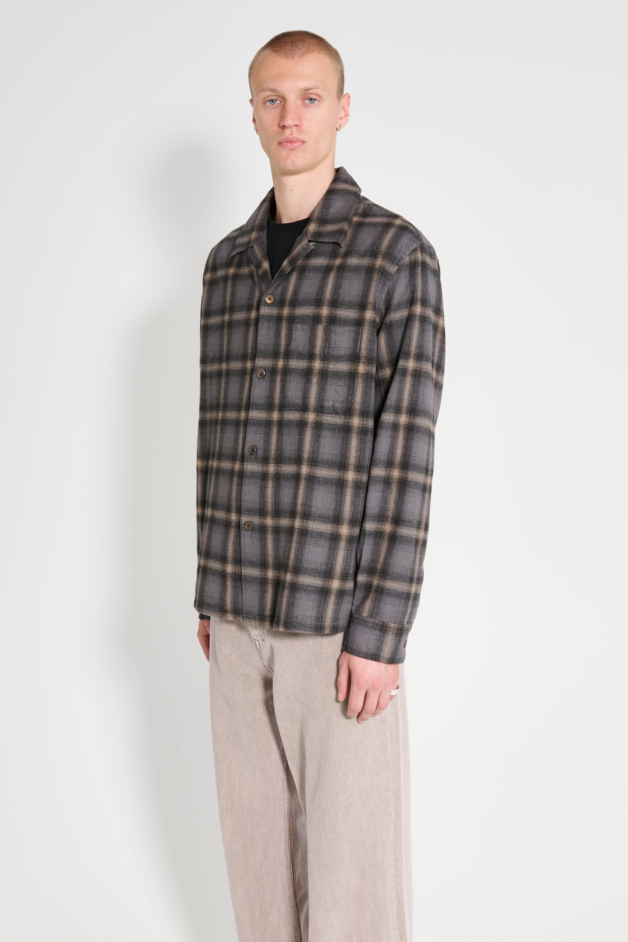 Our Legacy Heusen Shirt Oyster Check Hairy Flannel