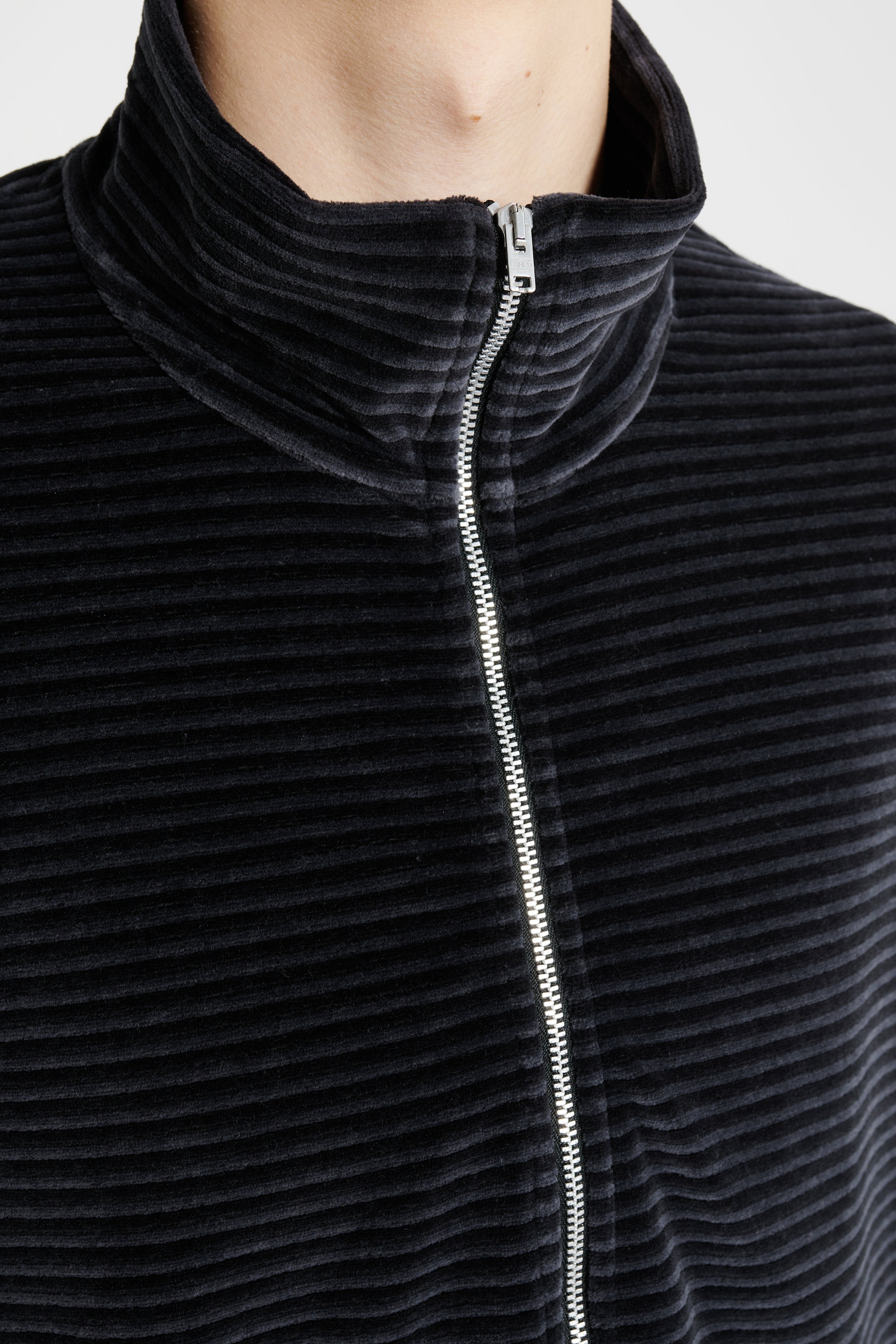 Our Legacy Shrunken Fullzip Polo Phantom Stripe Velour