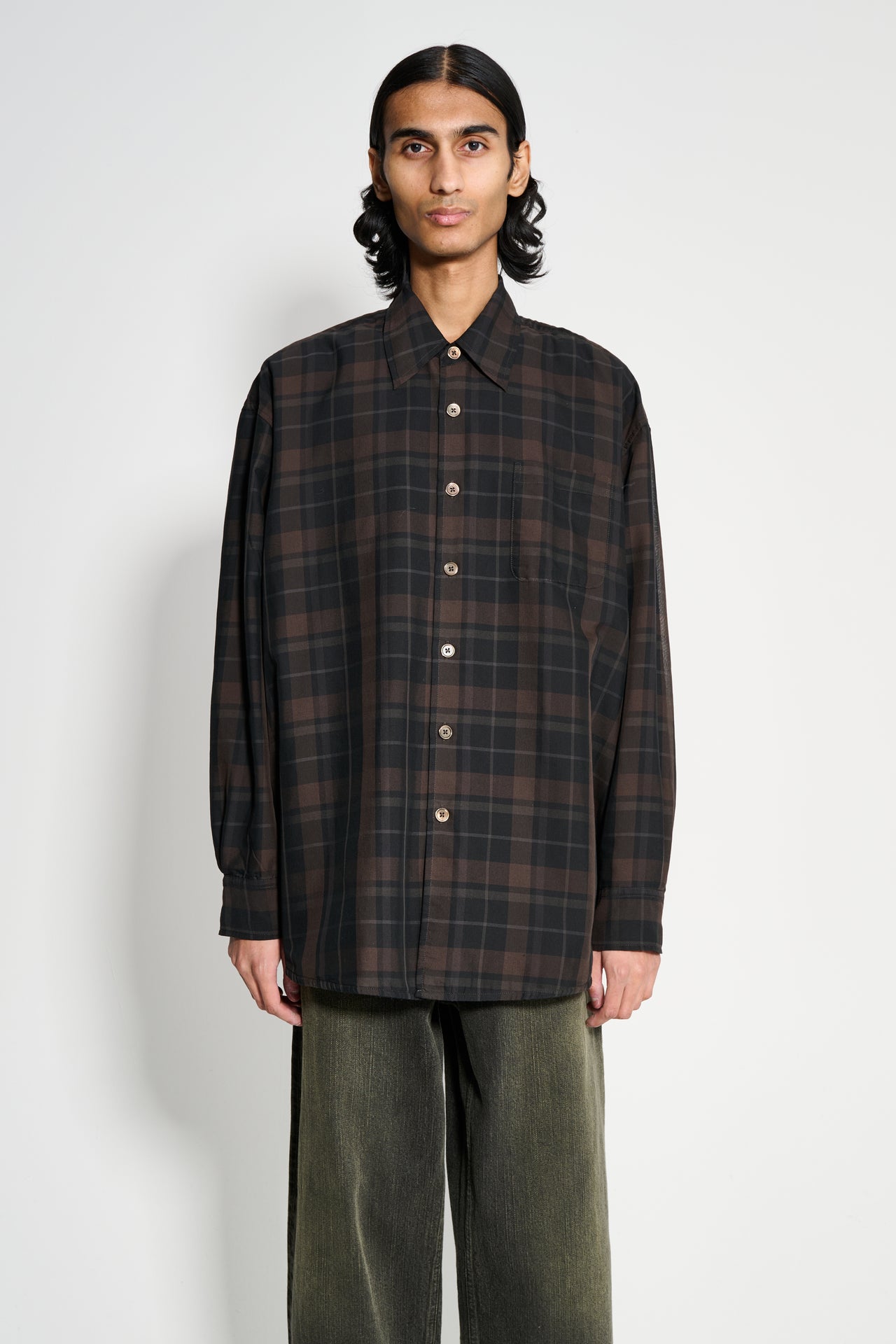 Our Legacy Borrowed Shirt Black Sheer Shadow Check