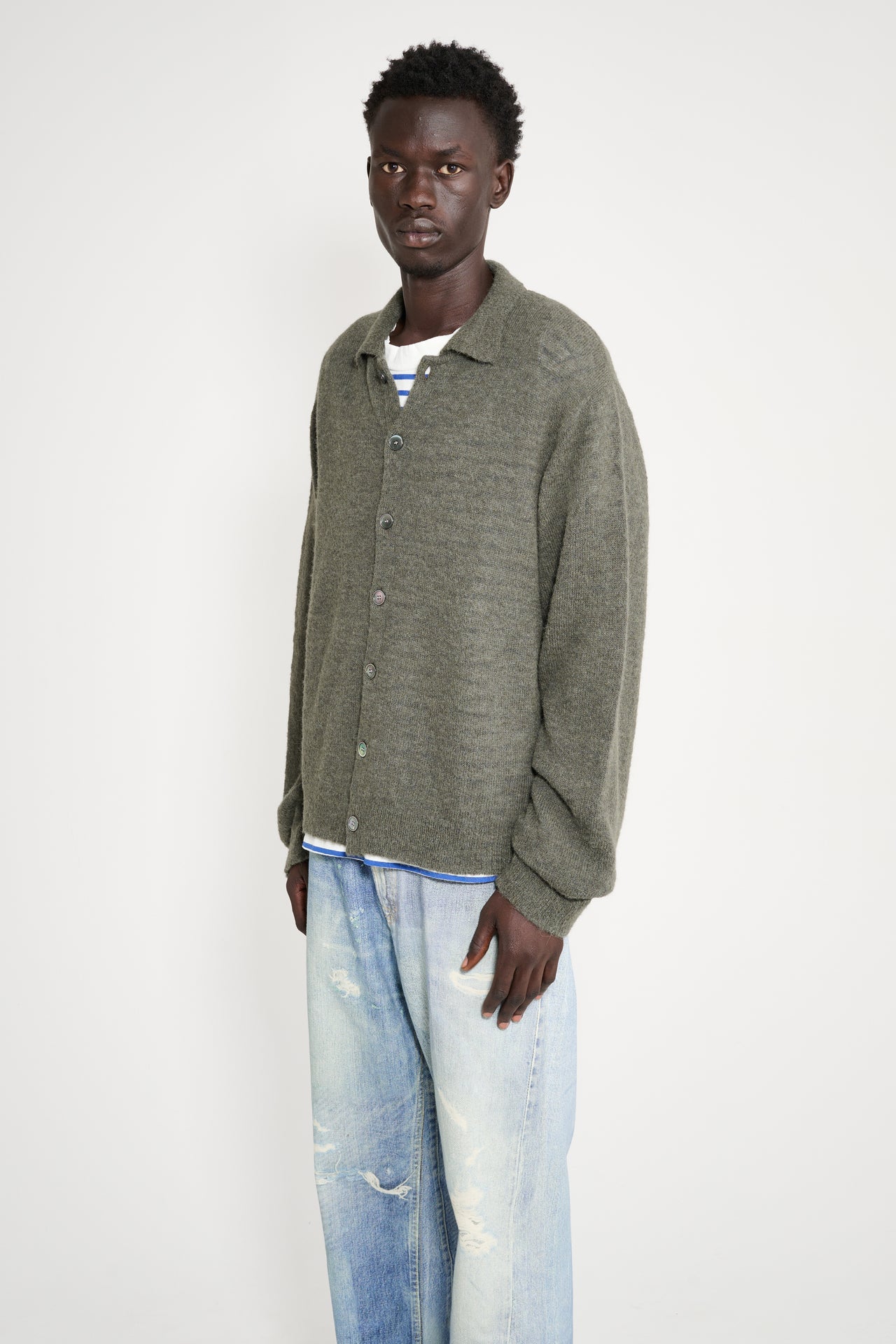Our Legacy Evening Polo Moss Green Fuzzy Alpaca