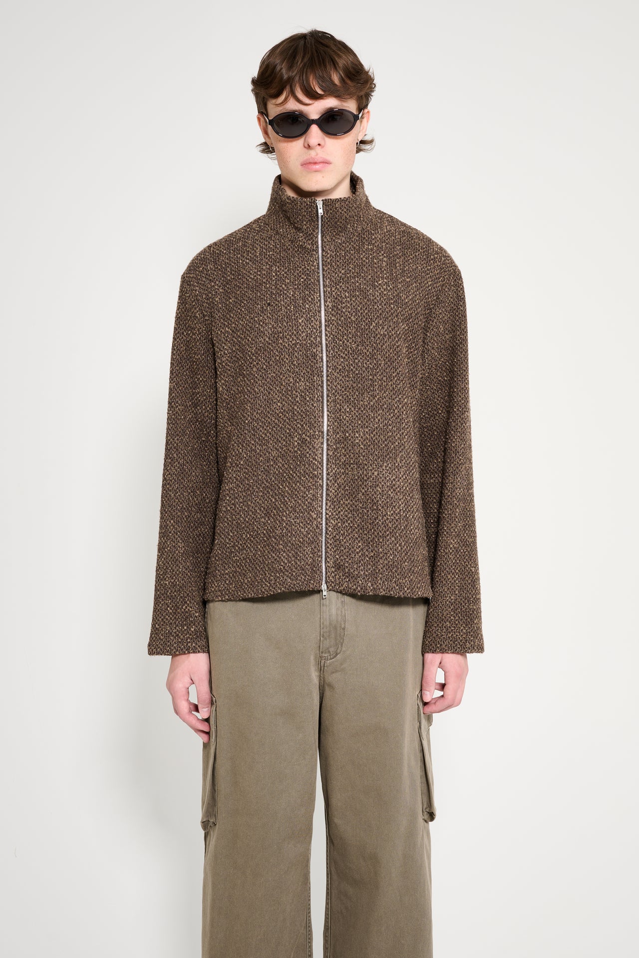 Our Legacy Shrunken Fullzip Polo Brown Sparse Buckle Weave
