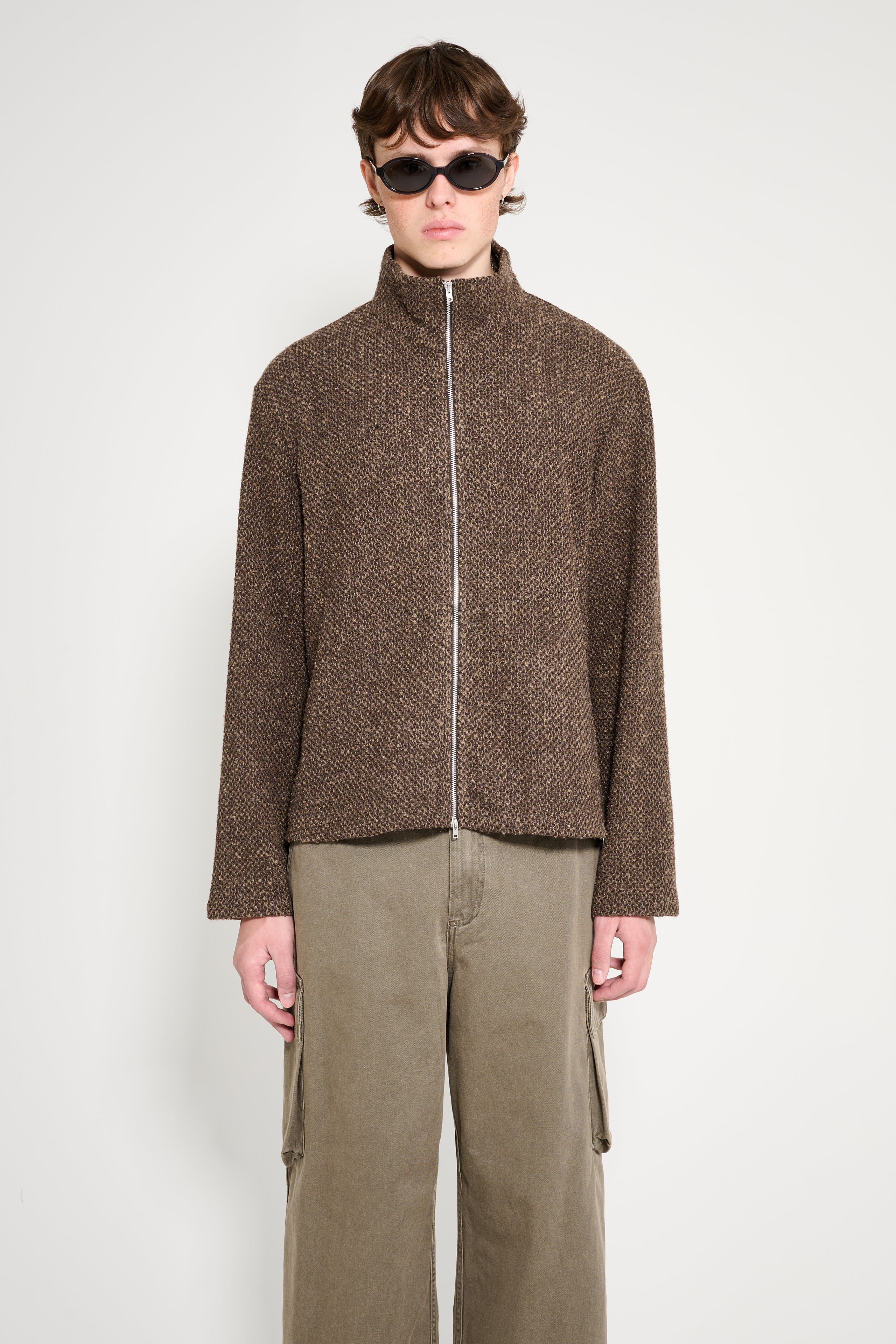 Our Legacy Shrunken Fullzip Polo Brown Sparse Buckle Weave