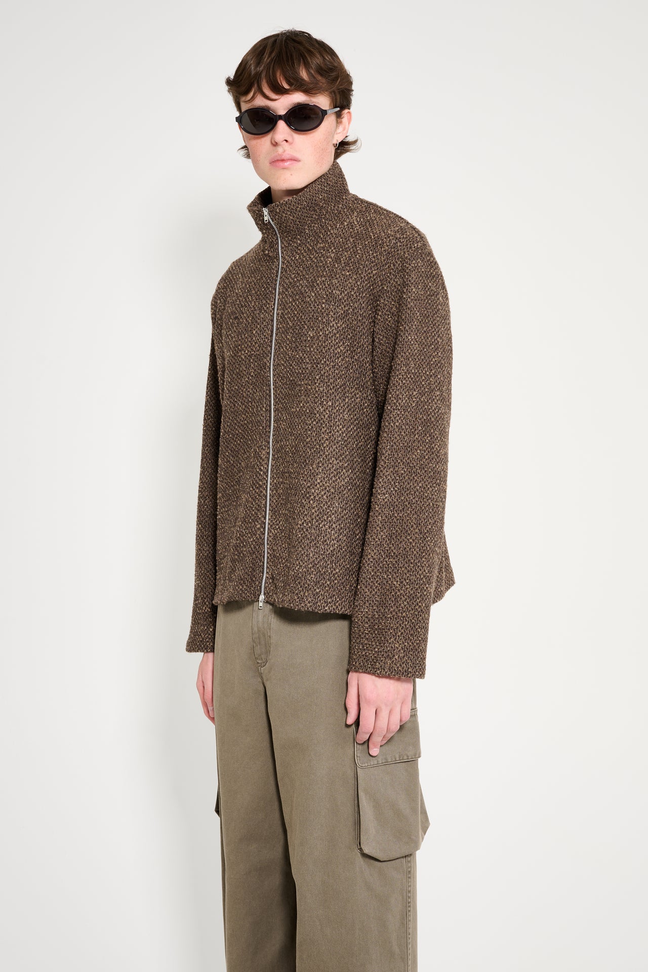 Our Legacy Shrunken Fullzip Polo Brown Sparse Buckle Weave