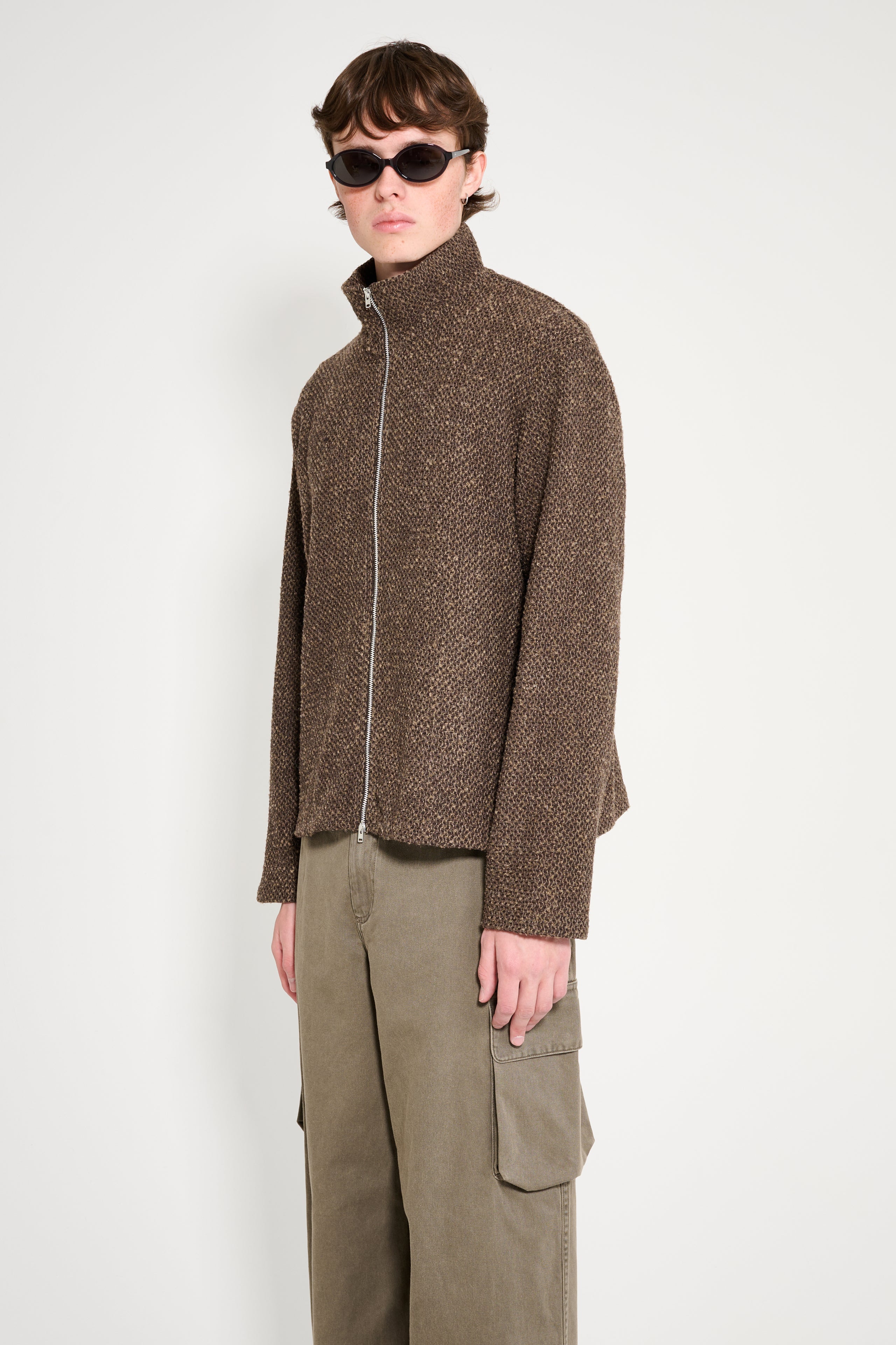 Our Legacy Shrunken Fullzip Polo Brown Sparse Buckle Weave
