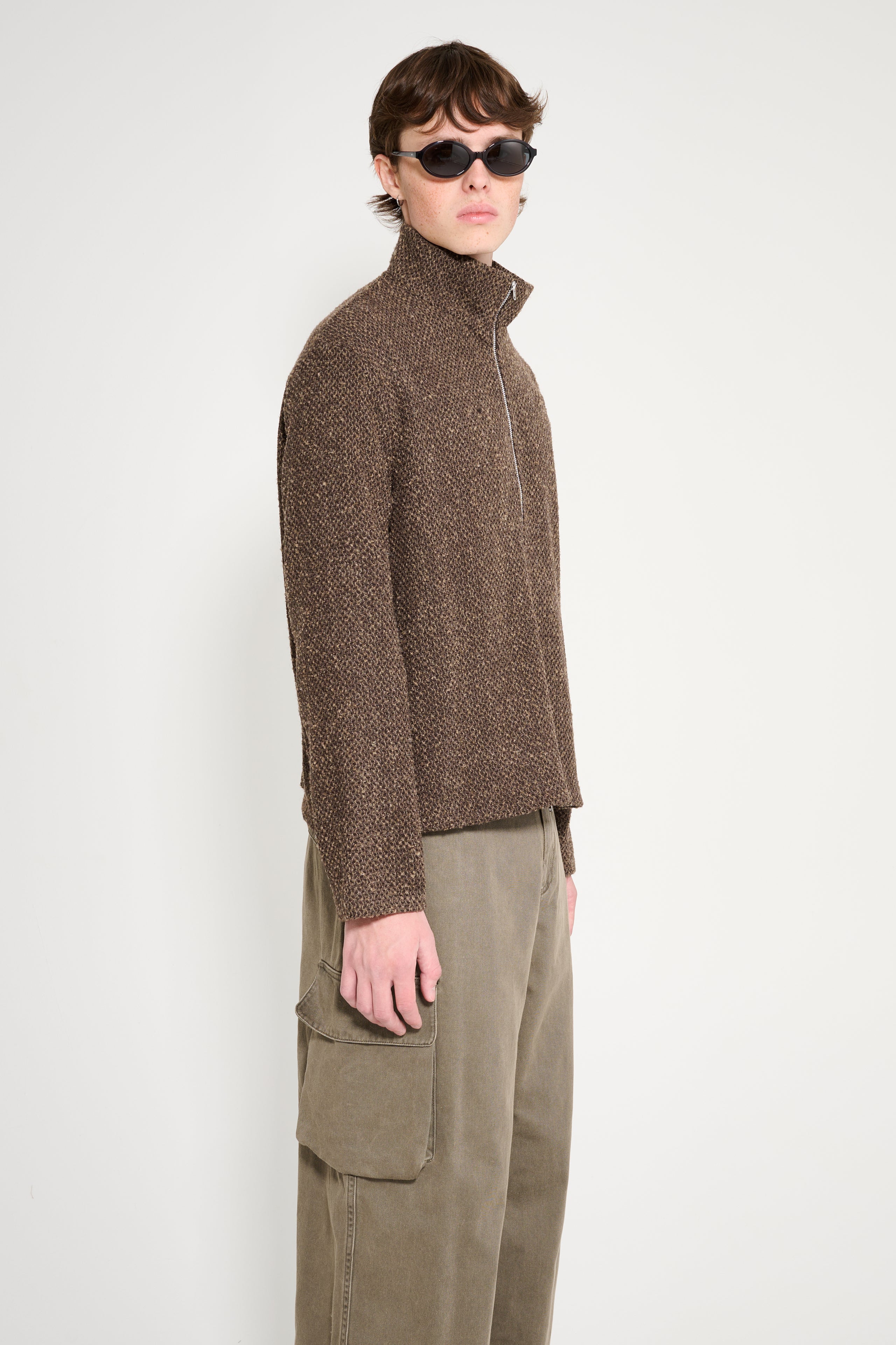 Our Legacy Shrunken Fullzip Polo Brown Sparse Buckle Weave