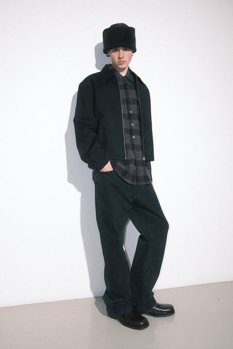 Person wearing Our Legacy Mini Jacket Worsted Wool Black