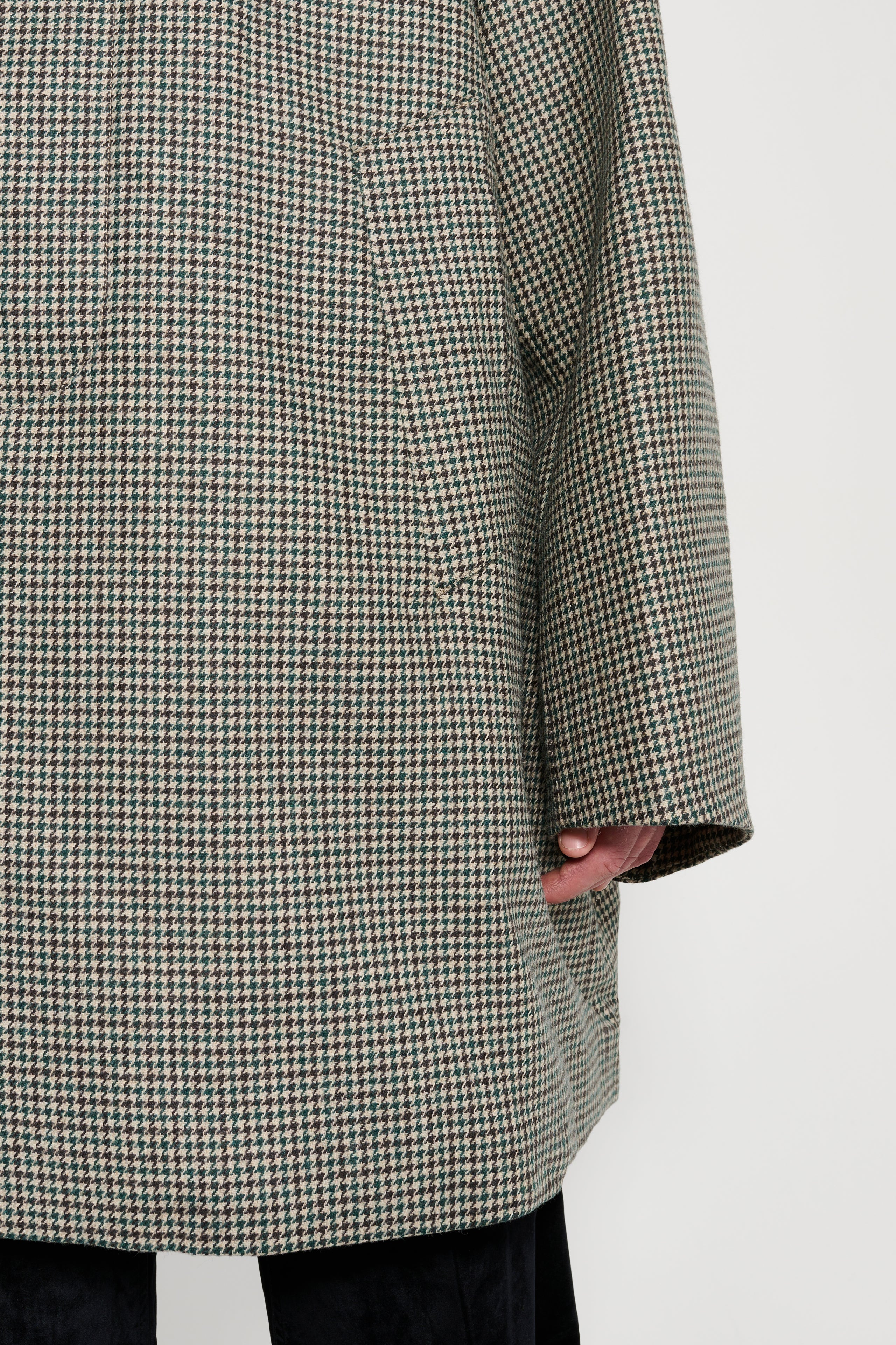 Random Identities Houndstooth Car Coat Beige